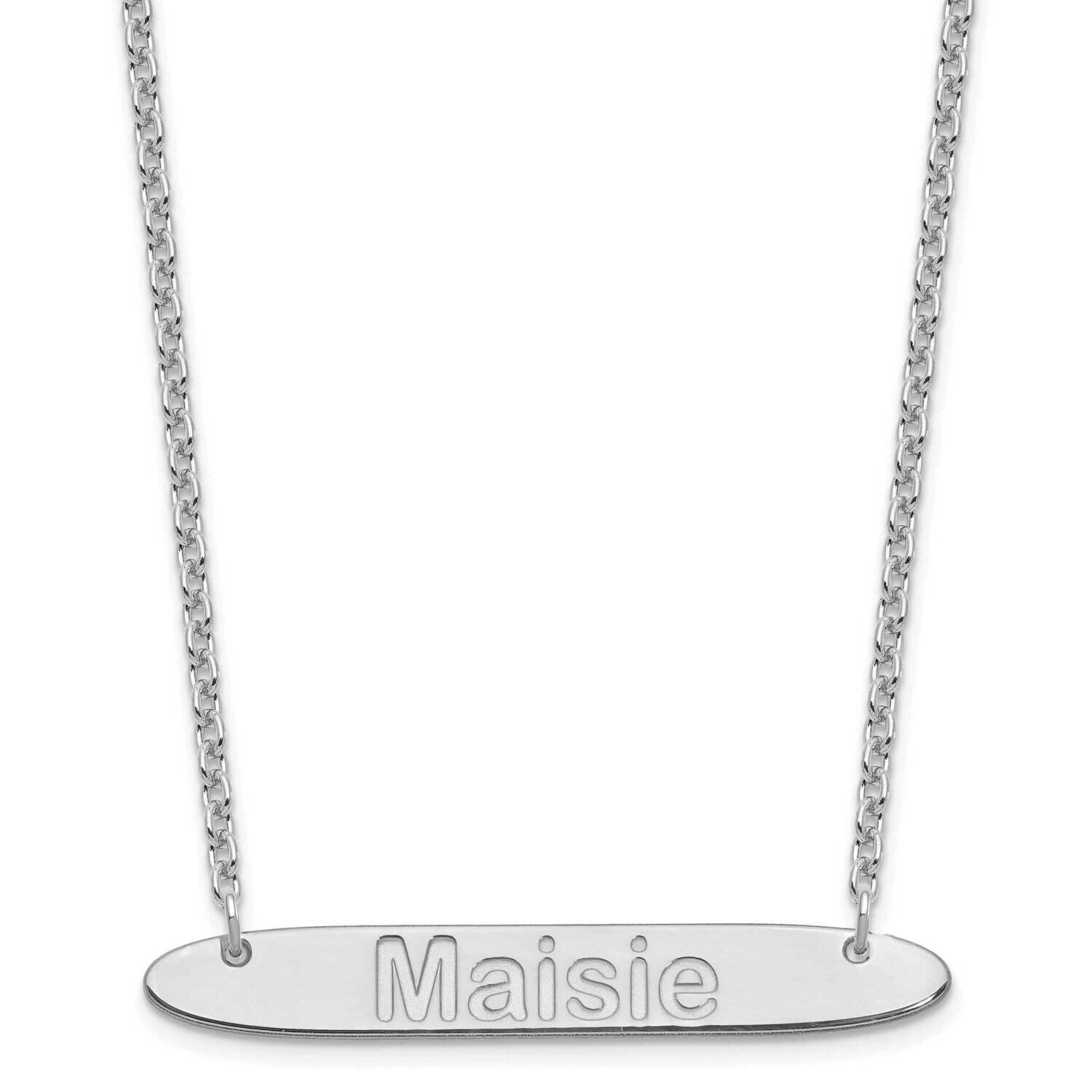 Medium Polished Oblong Arial Rounded Bar Necklace Sterling Silver Rhodium-plated XNA1238SS, MPN: XN…