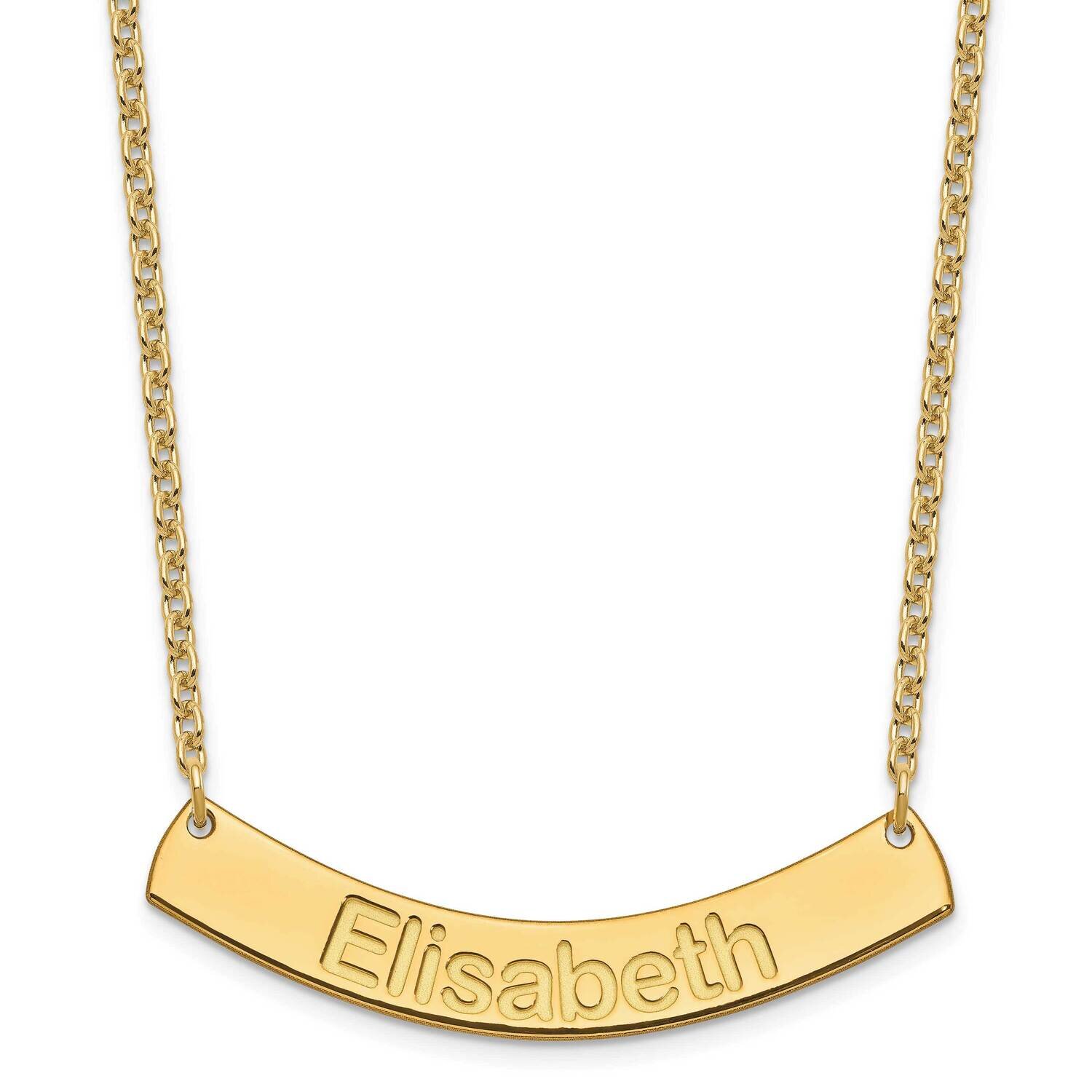 Medium Polished Curved Arial Rounded Bar Necklace Gold-plated Sterling Silver XNA1239GP, MPN: XNA12…