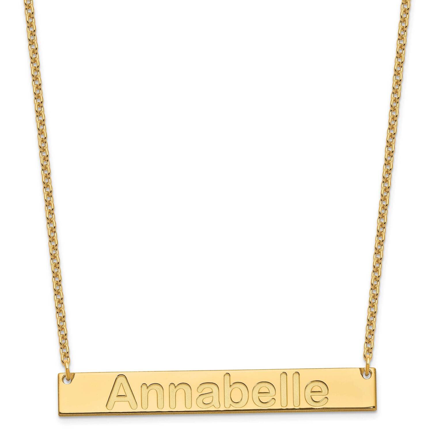 Large Polished Arial Rounded Bar Necklace Sterling Silver Gold-plated XNA1241GP, MPN: XNA1241GP,