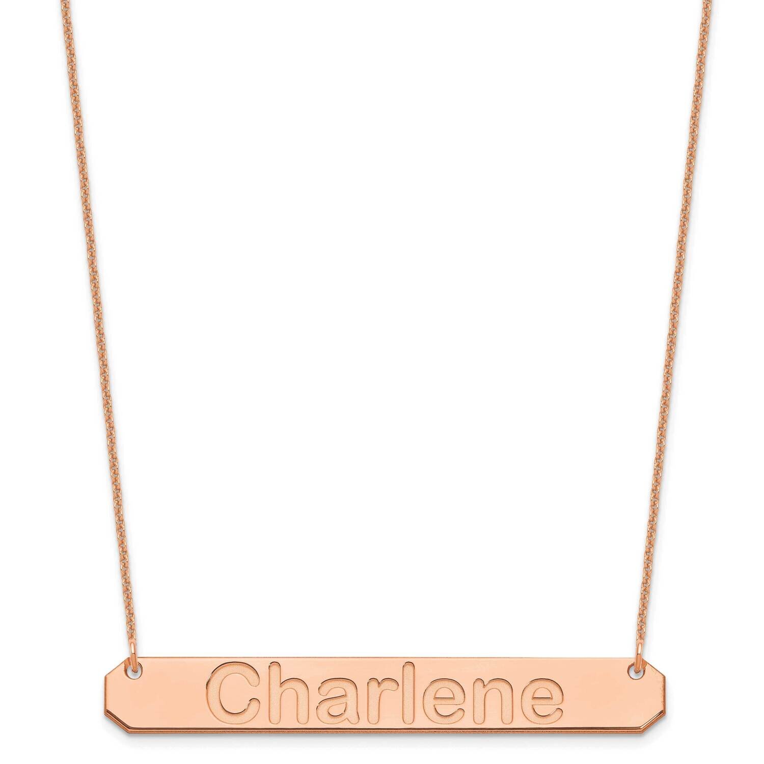 Polished Arial Rounded Bar Necklace 14k Rose Gold Large XNA1242R, MPN: XNA1242R,