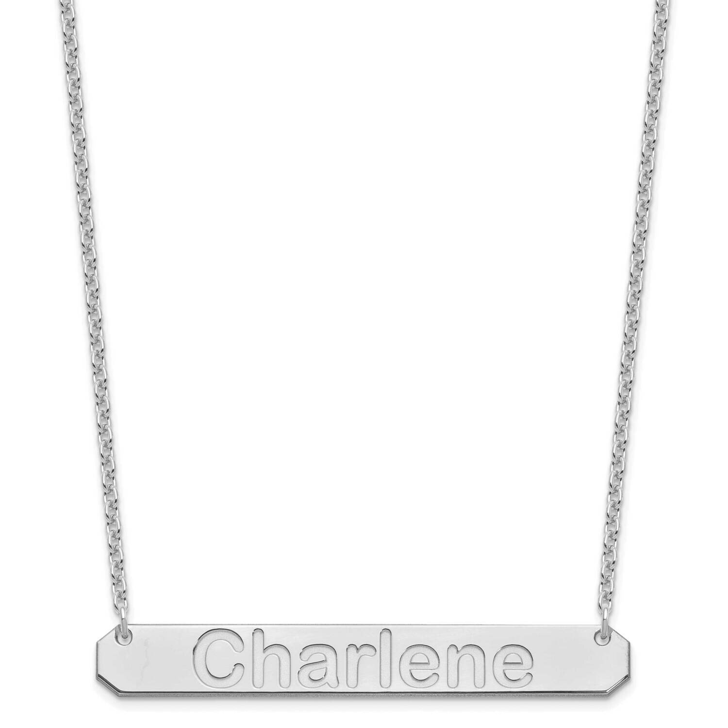 Large Polished Arial Rounded Bar Necklace Sterling Silver Rhodium-plated XNA1242SS, MPN: XNA1242SS,