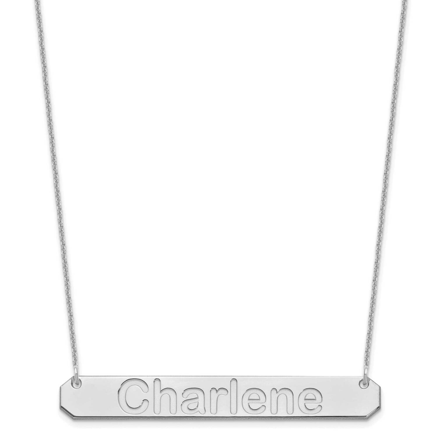 Polished Arial Rounded Bar Necklace 14k White Gold Large XNA1242W, MPN: XNA1242W,