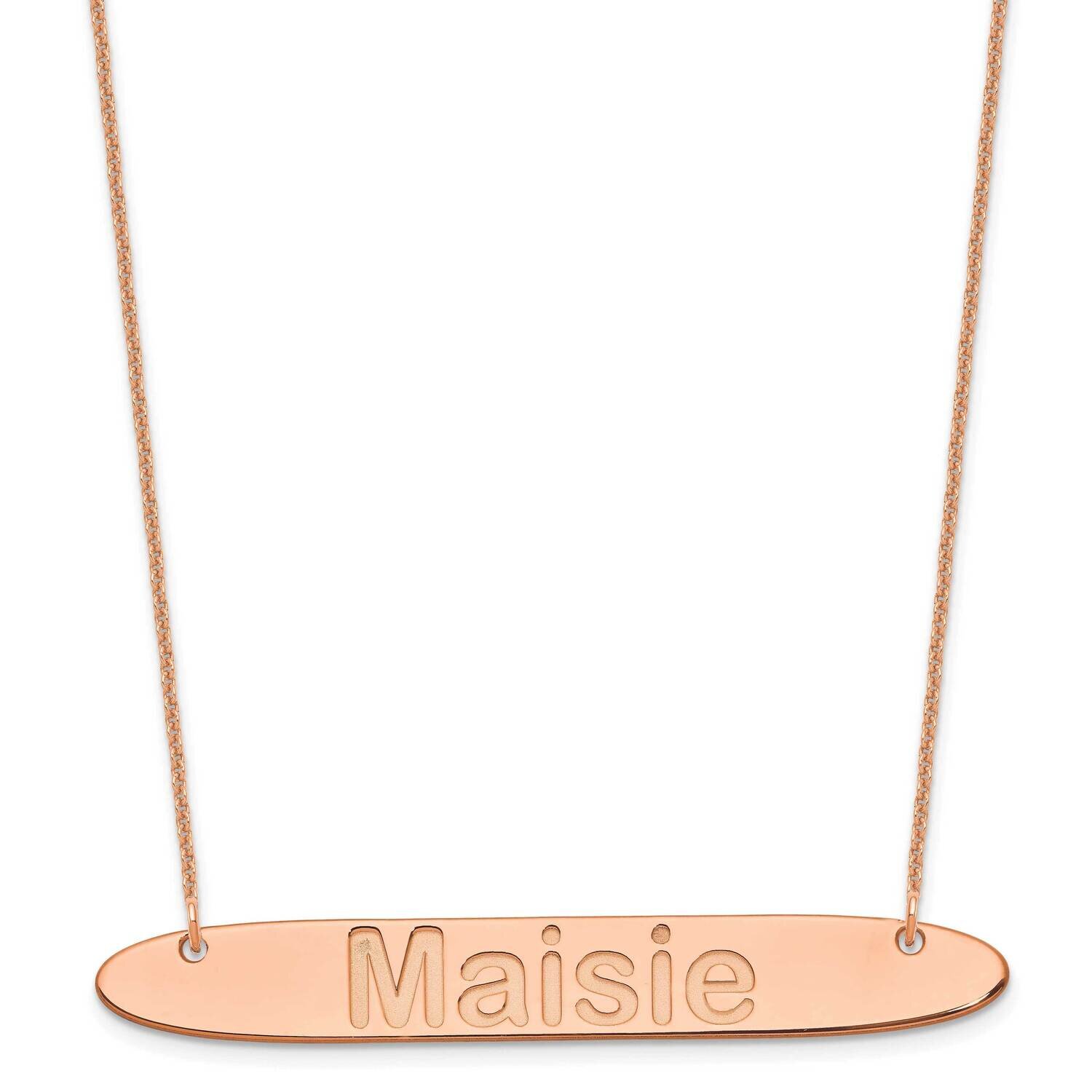 Polished Oblong Arial Rounded Bar Necklace 14k Rose Gold Large XNA1243R, MPN: XNA1243R,