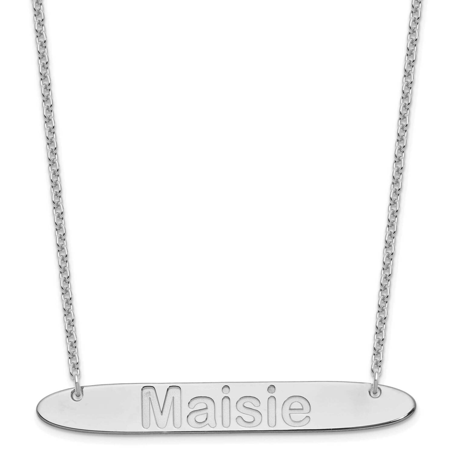 Large Polished Oblong Arial Rounded Bar Necklace Sterling Silver Rhodium-plated XNA1243SS, MPN: XNA…