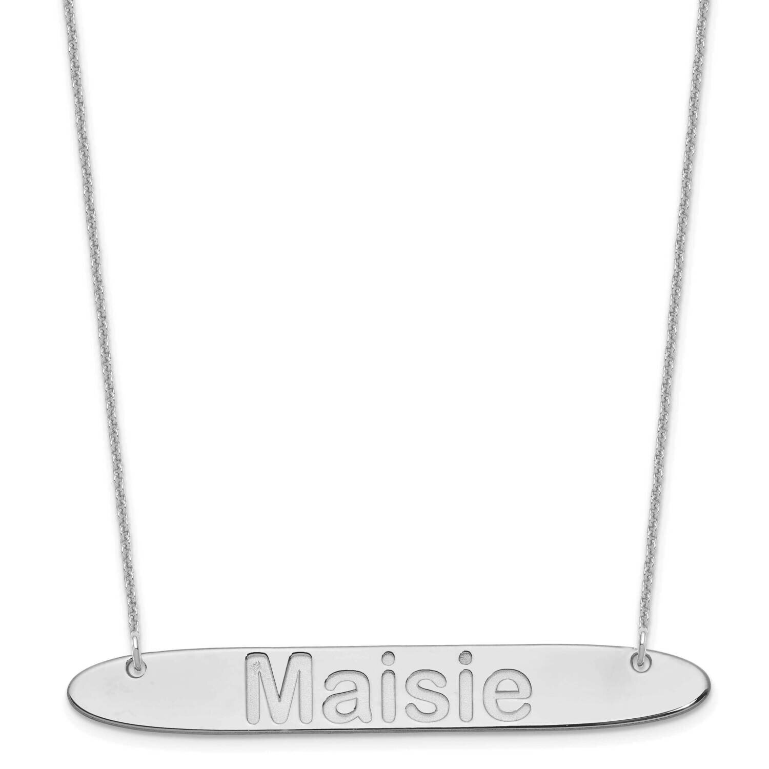 Polished Oblong Arial Rounded Bar Necklace 14k White Gold Large XNA1243W, MPN: XNA1243W,