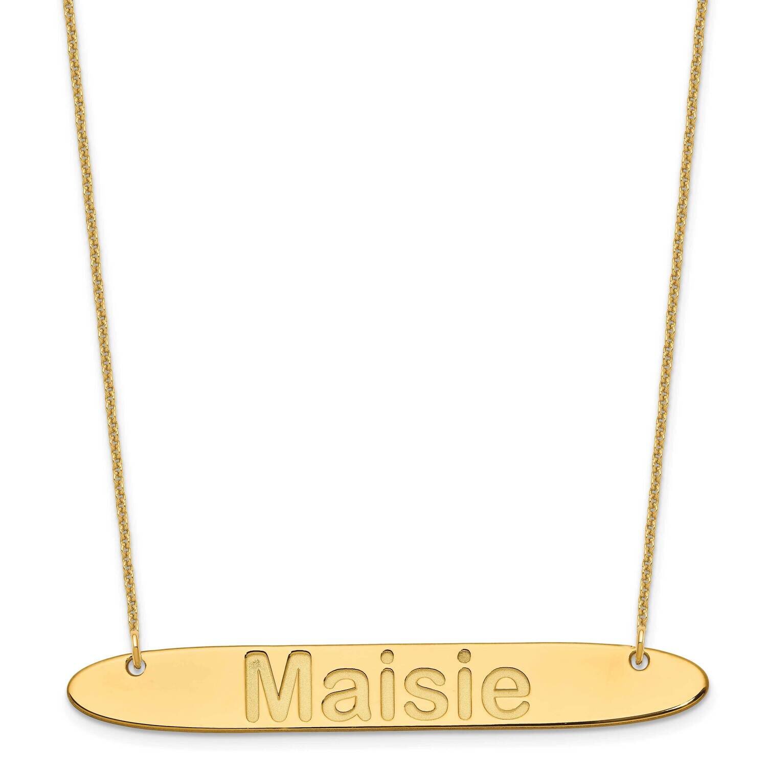 Polished Oblong Arial Rounded Bar Necklace 14k Gold Large XNA1243Y, MPN: XNA1243Y,