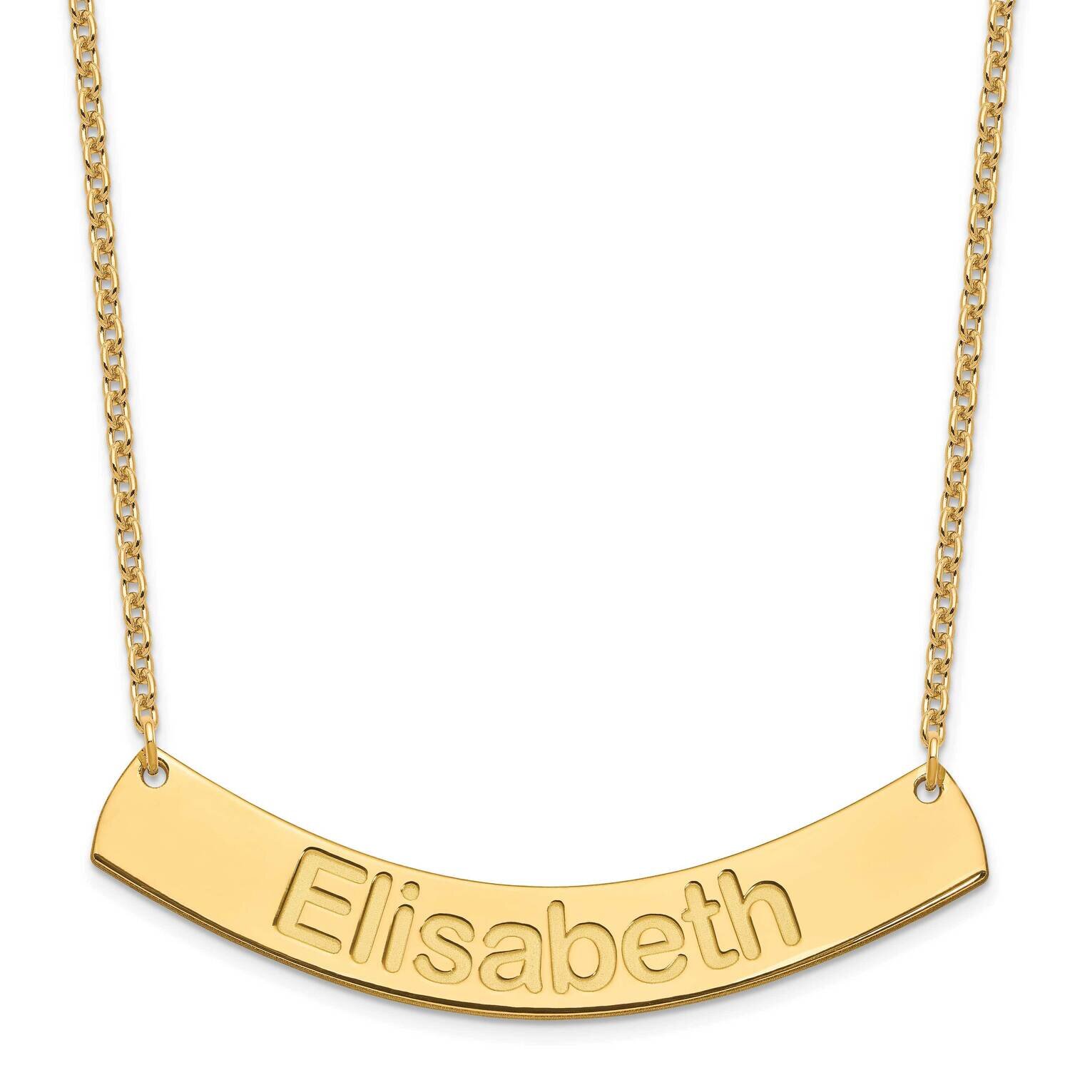 Large Polished Curved Arial Rounded Bar Necklace Gold-plated Sterling Silver XNA1244GP, MPN: XNA124…