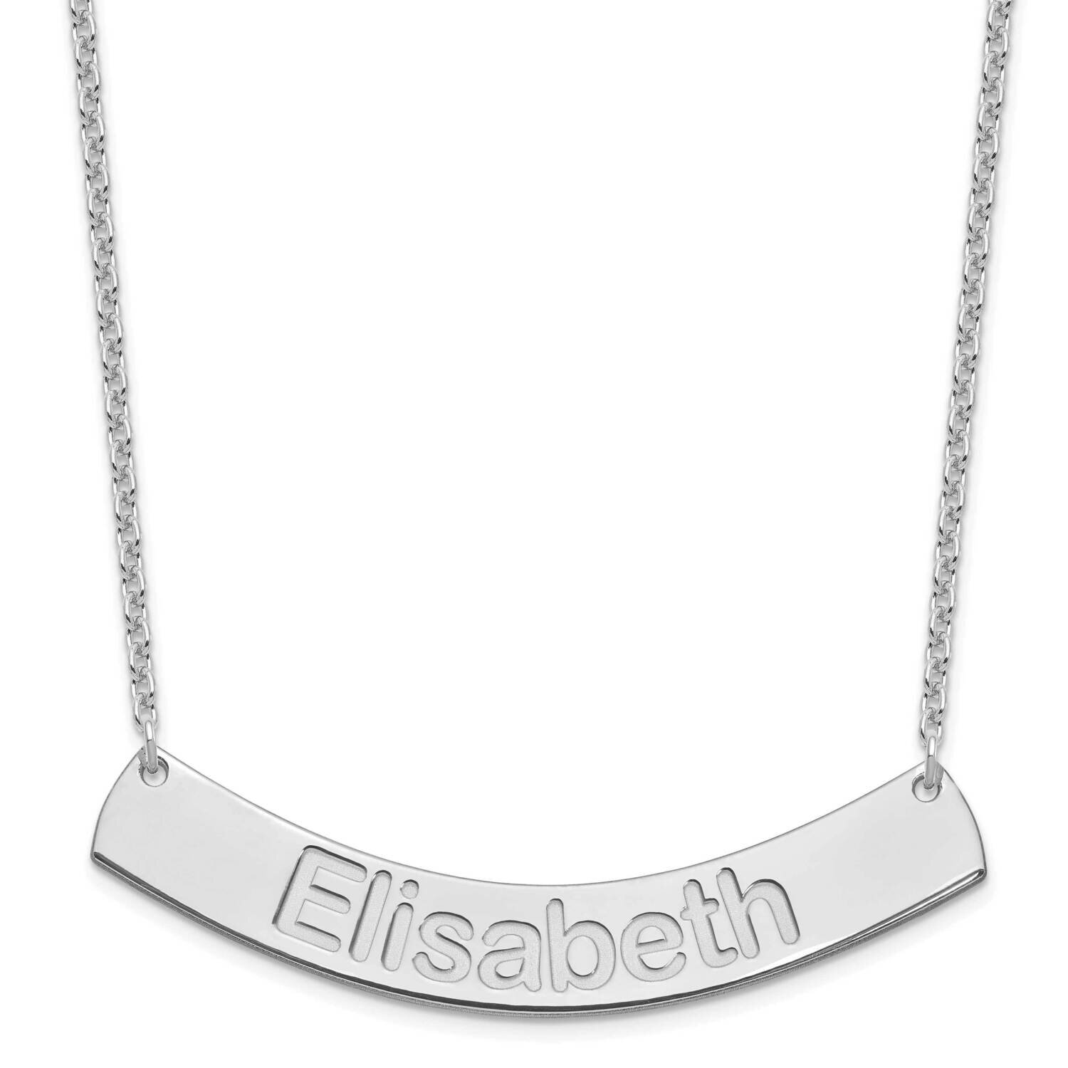 Large Polished Curved Arial Rounded Bar Necklace Sterling Silver Rhodium-plated XNA1244SS