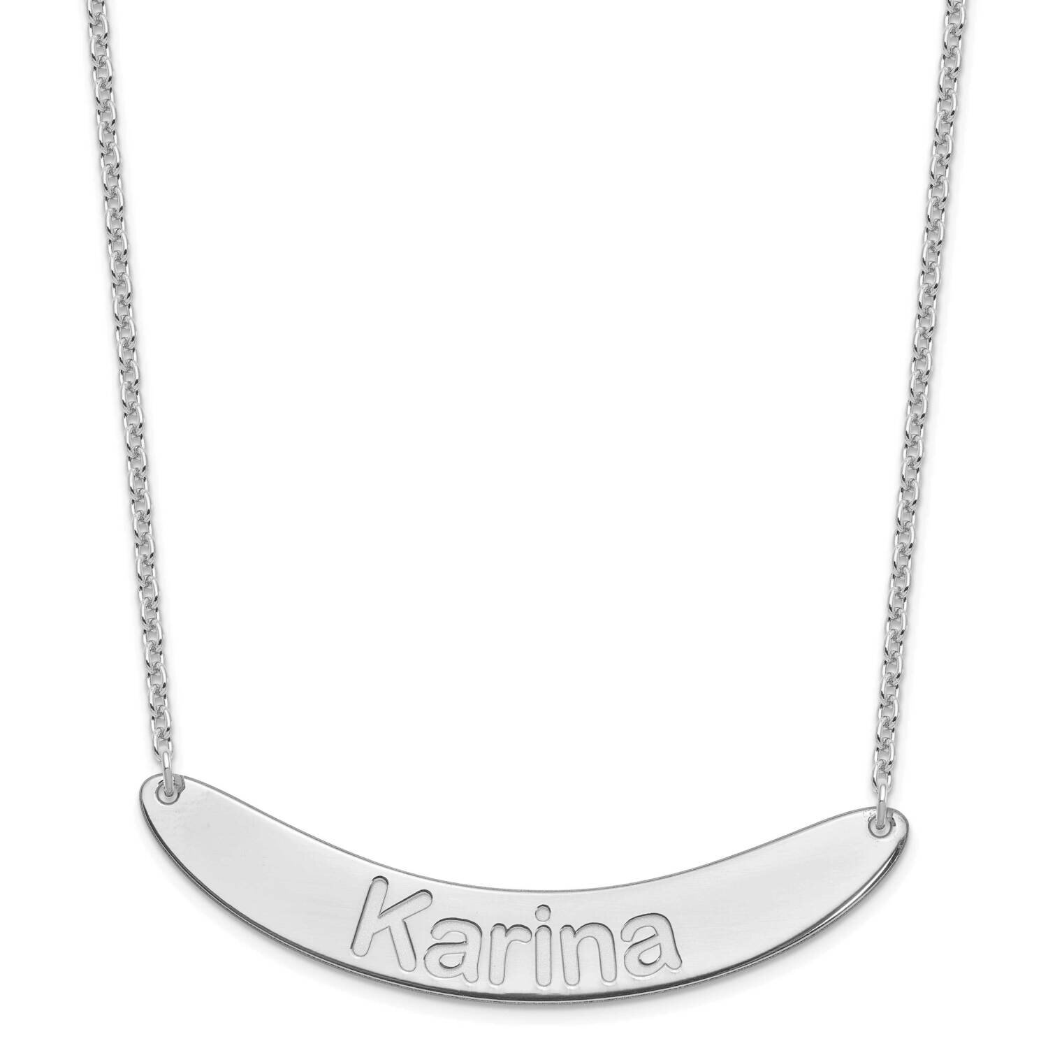 Large Polished Curved Arial Rounded Bar Necklace Sterling Silver Rhodium-plated XNA1245SS, MPN: XNA…