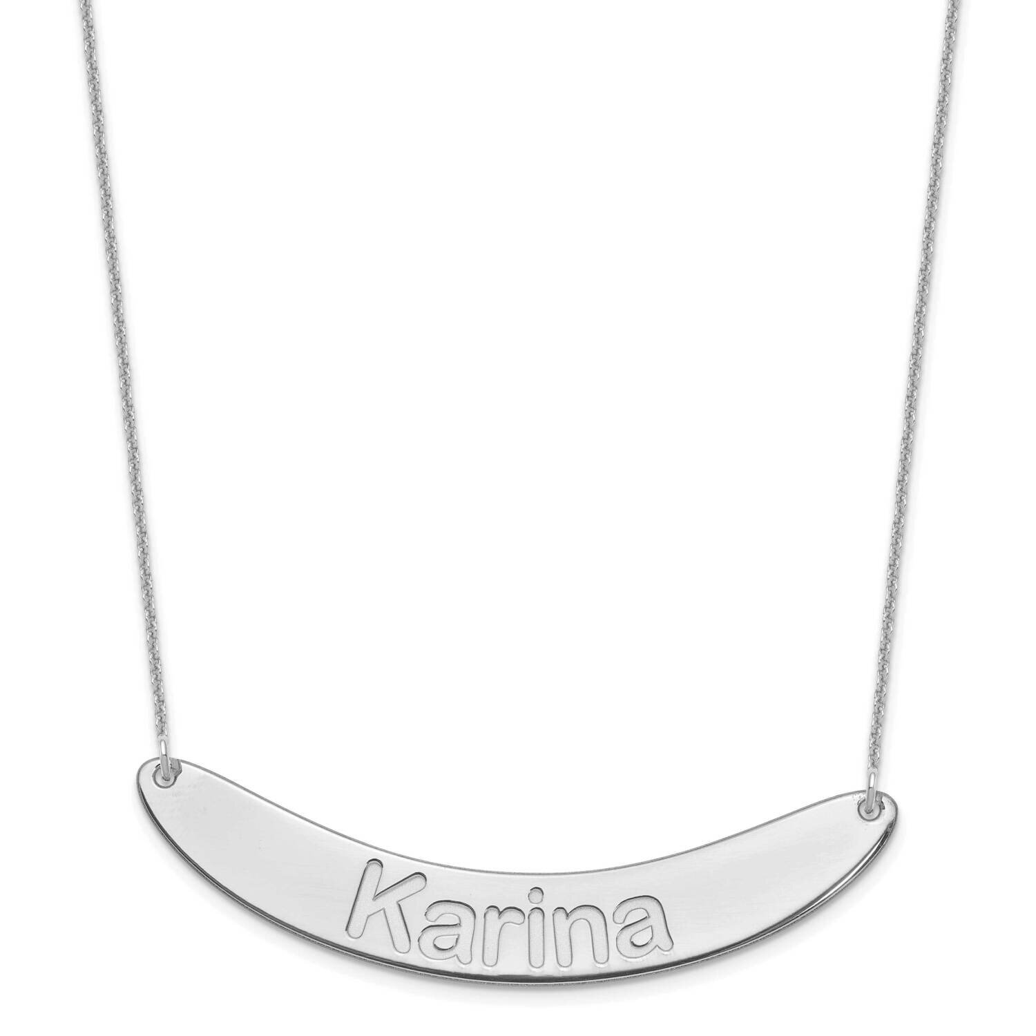 Polished Curved Arial Rounded Bar Necklace 14k White Gold Large XNA1245W, MPN: XNA1245W,