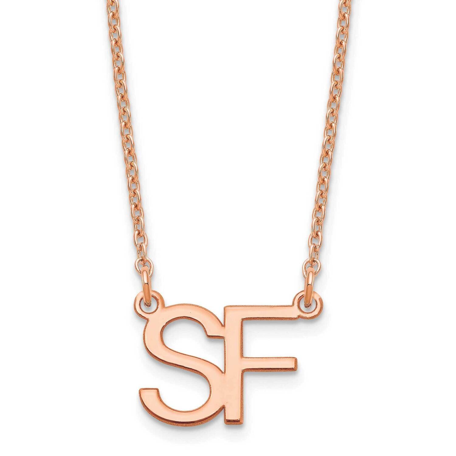 Large 2 Initial Necklace Sterling Silver Rose-plated XNA1249RP, MPN: XNA1249RP,