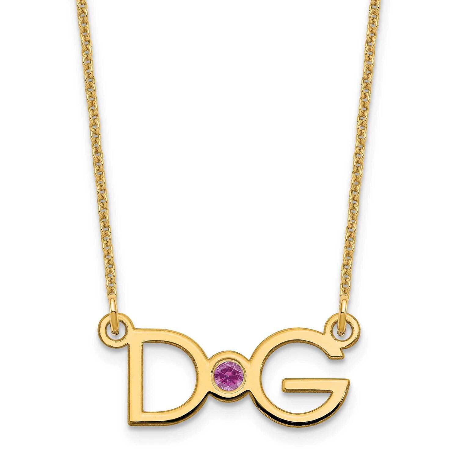 2 Initial with 18k Gold Bezel Birthstone Necklace 14k Gold Medium XNA1251Y, MPN: XNA1251Y,