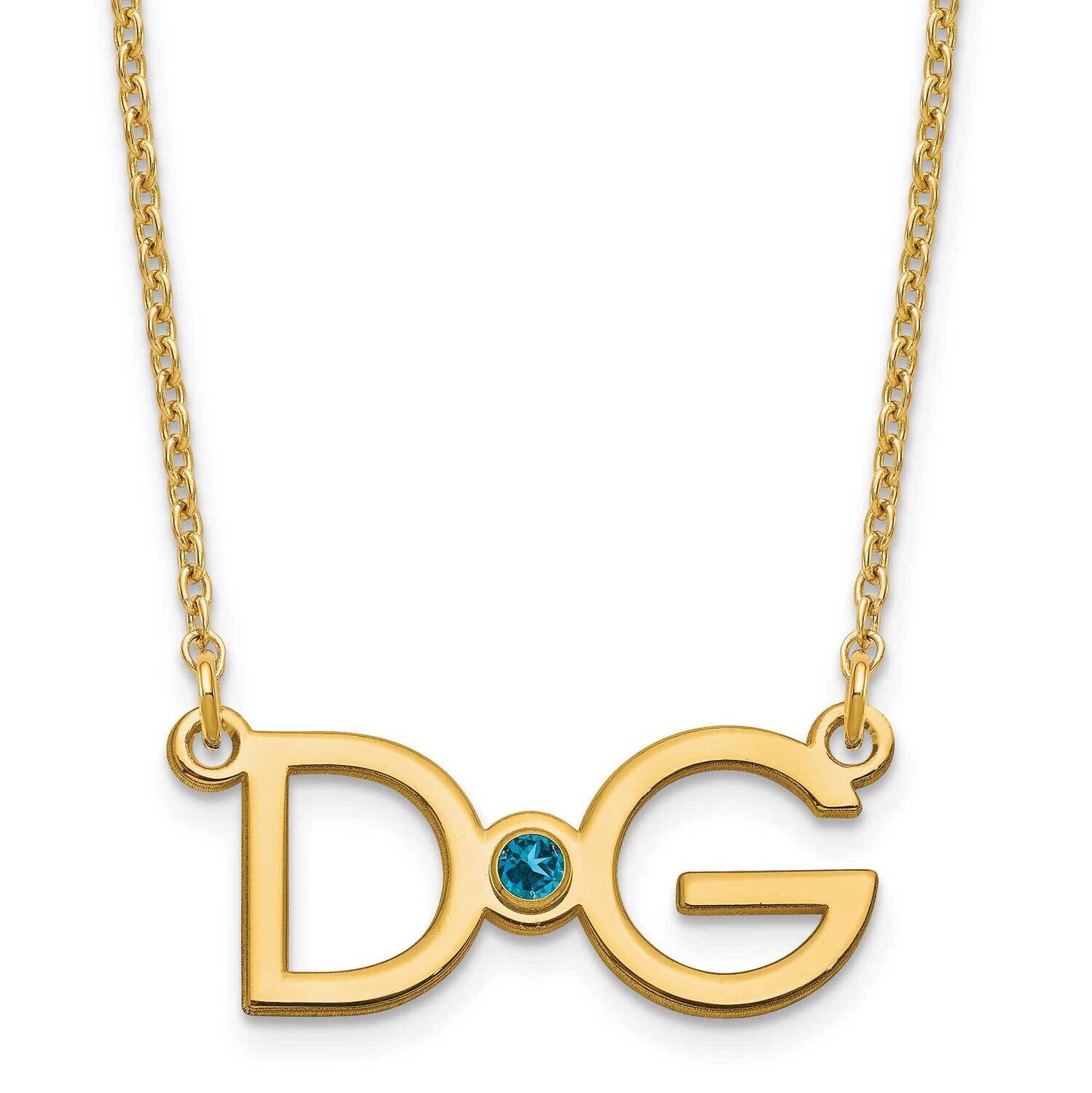 Large 2 Initial with Birthstone Necklace Sterling Silver Gold-plated XNA1252GP