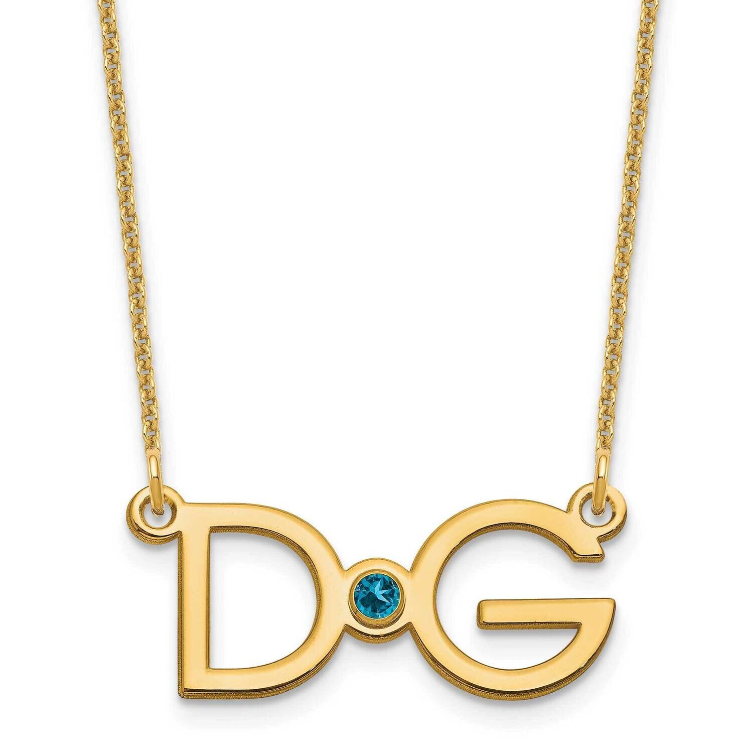 2 Initial with 18k Gold Bezel Birthstone Necklace 14k Gold Large XNA1252Y, MPN: XNA1252Y,