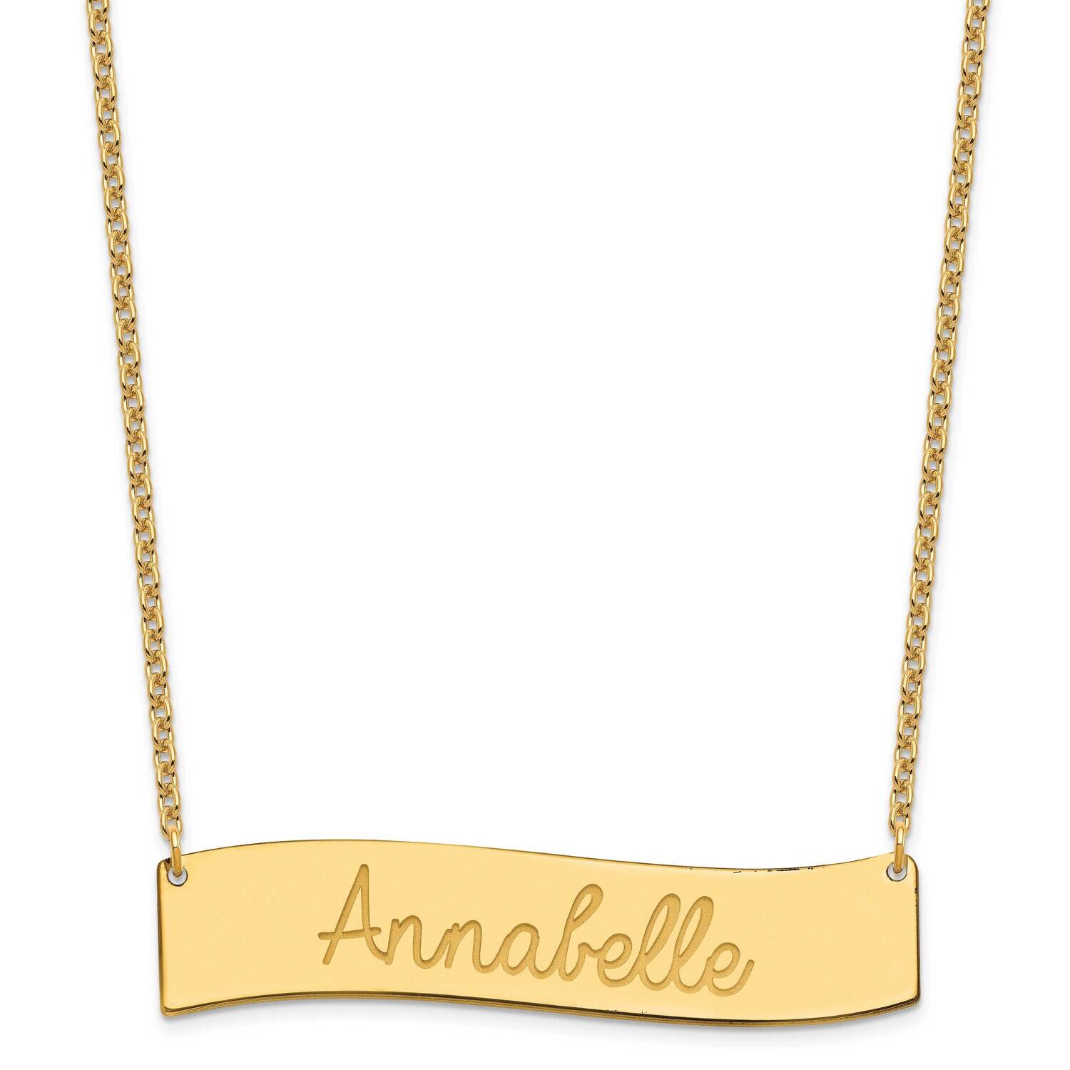Large Polished Curved Bar Necklace Sterling Silver Gold-plated XNA1253GP, MPN: XNA1253GP,