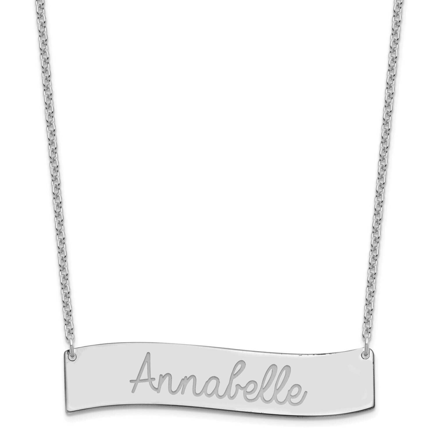 Large Polished Curved Bar Necklace Sterling Silver Rhodium-plated XNA1253SS, MPN: XNA1253SS,