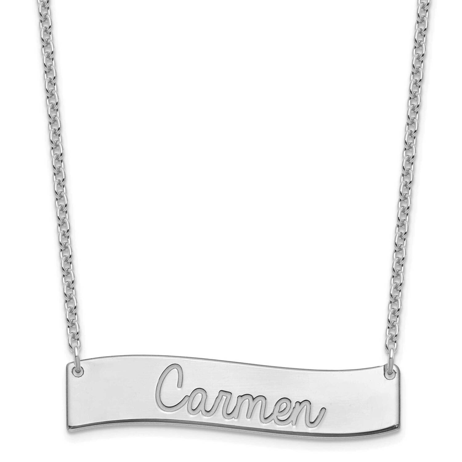 Medium Polished Curved Bar Necklace Sterling Silver Rhodium-plated XNA1254SS, MPN: XNA1254SS,