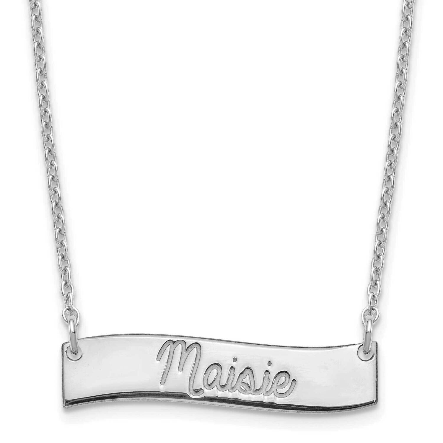 Small Polished Curved Bar Necklace Sterling Silver Rhodium-plated XNA1255SS, MPN: XNA1255SS,