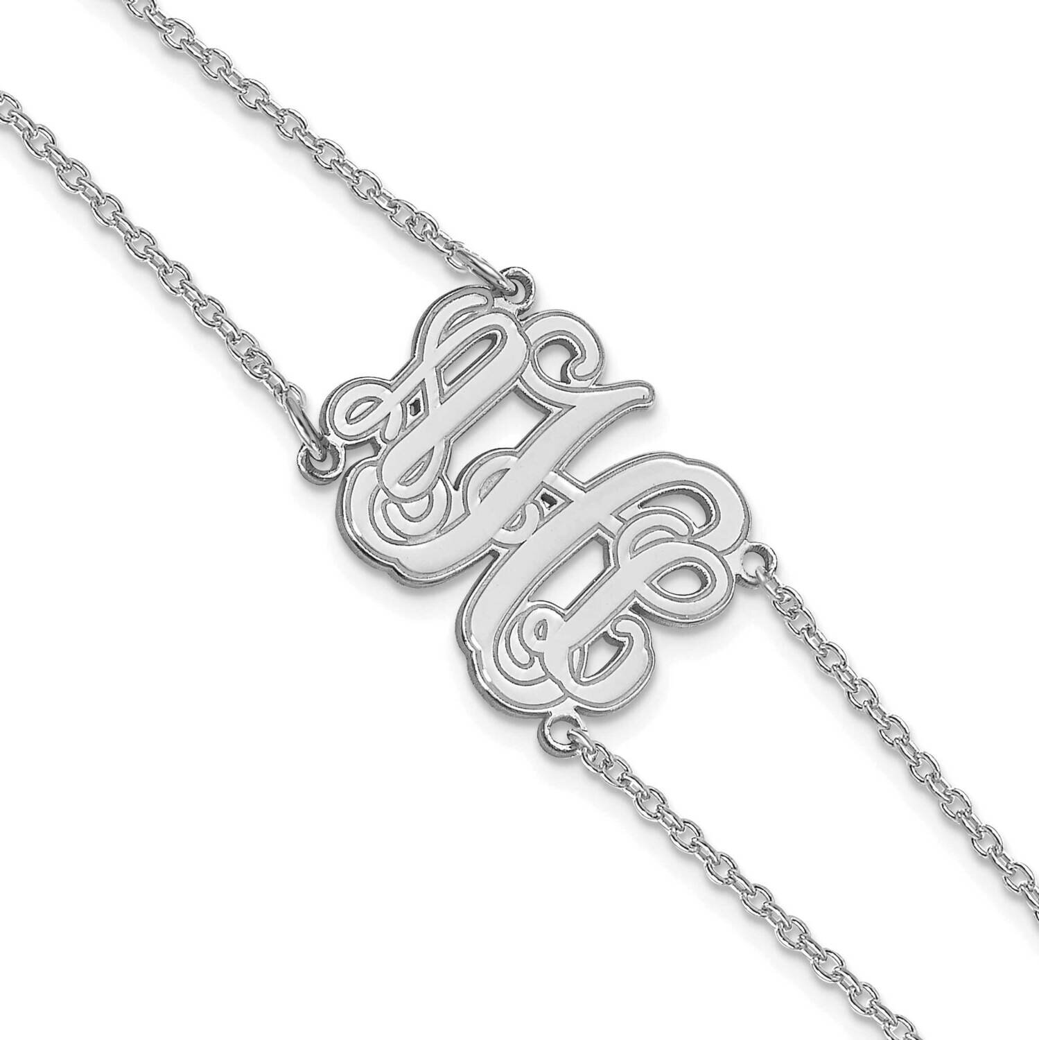 Etched Outline Monogram Double Chain Bracelet 14k White Gold XNA1264W, MPN: XNA1264W,