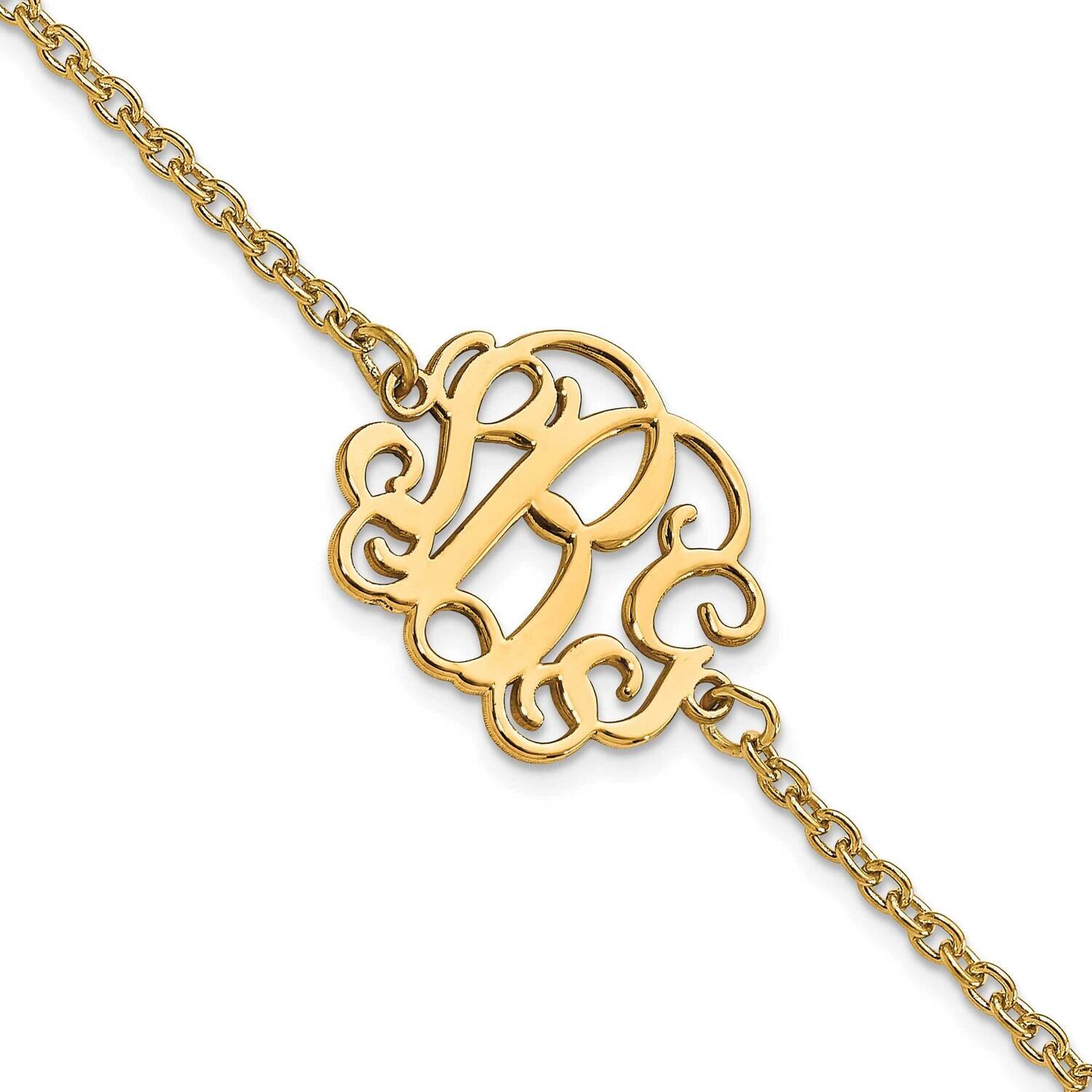 Polished Monogram Bracelet 7 Inch Sterling Silver Gold-plated XNA1265GP, MPN: XNA1265GP,