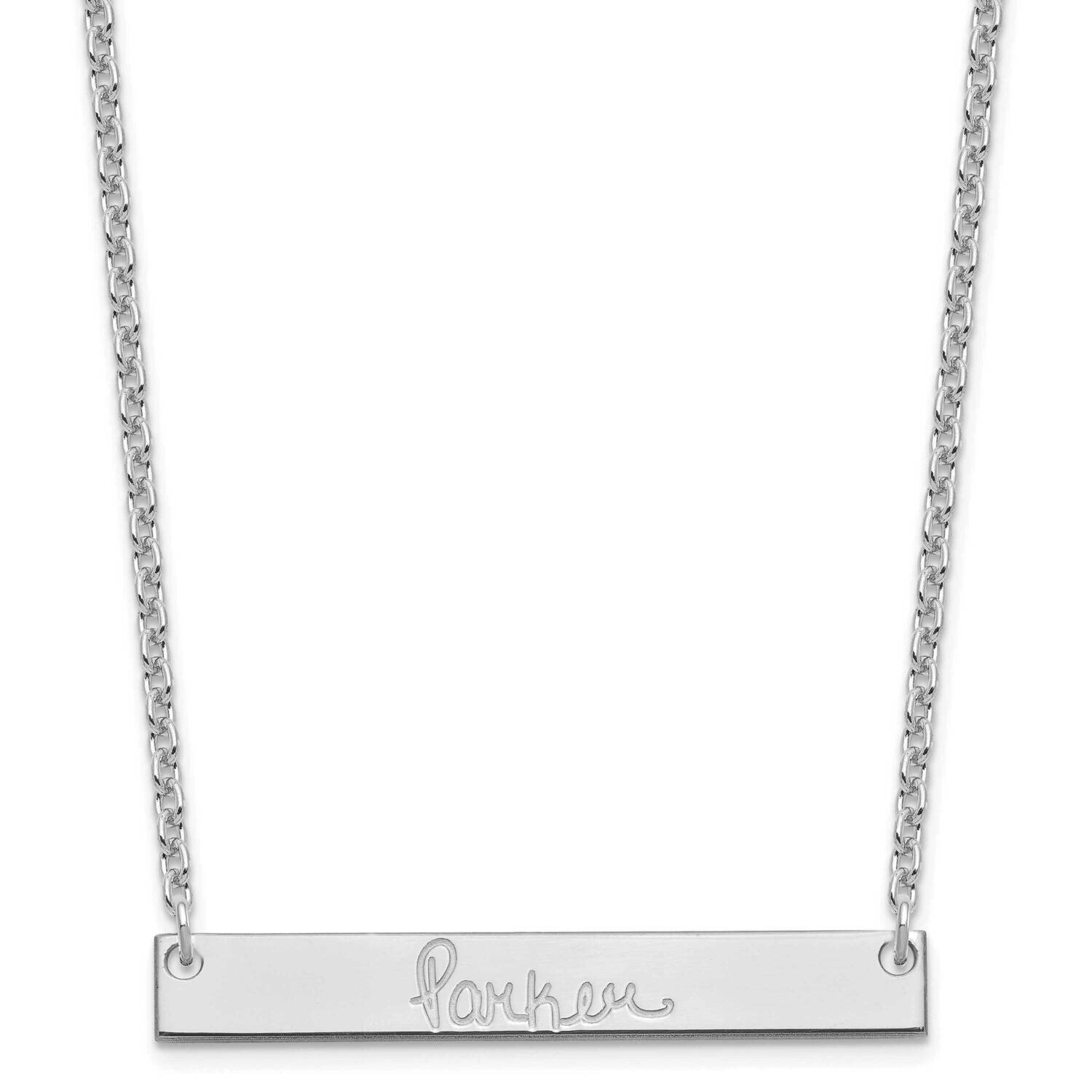 Medium Polished Signature Bar Necklace Sterling Silver Rhodium-plated XNA1274SS
