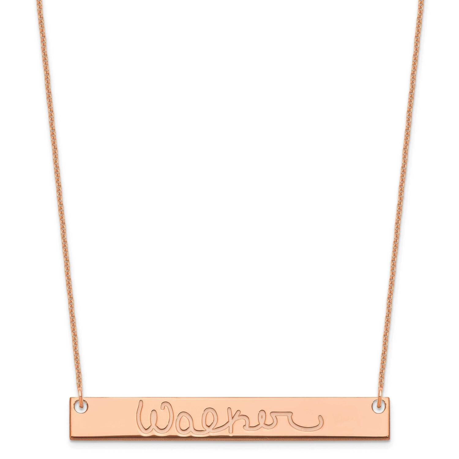 Polished Signature Bar Necklace 14k Rose Gold Large XNA1275R, MPN: XNA1275R,