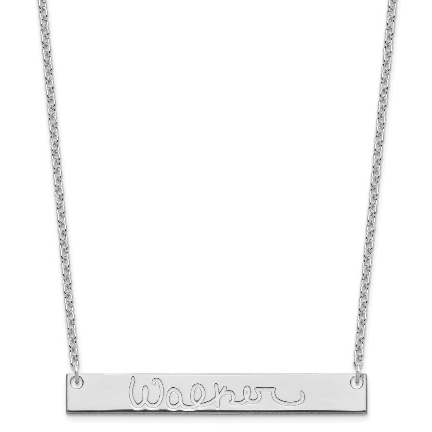 Large Polished Signature Bar Necklace Sterling Silver Rhodium-plated XNA1275SS