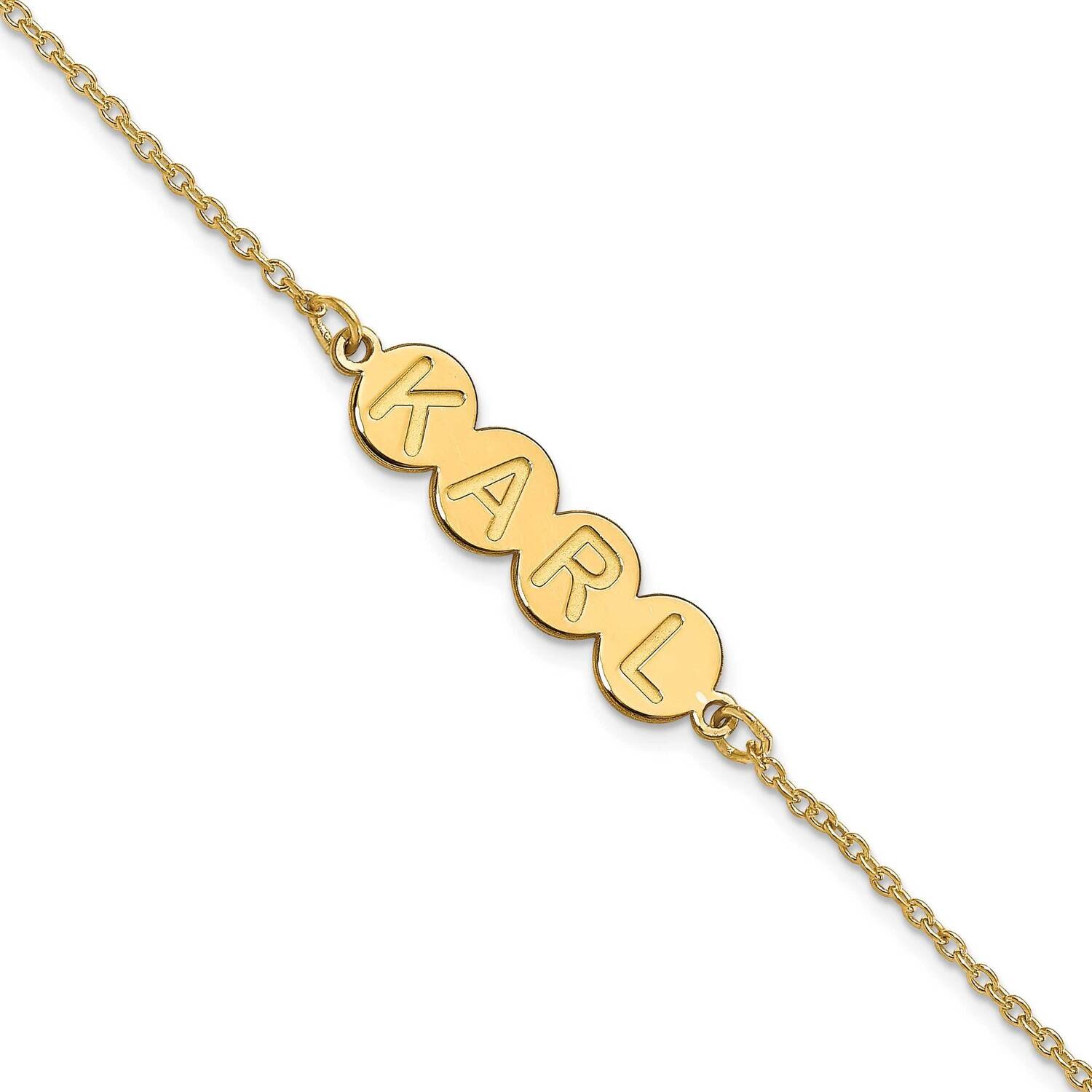 4 Letter Bubble Bracelet 7.5 Inch 14k Gold XNA1313Y