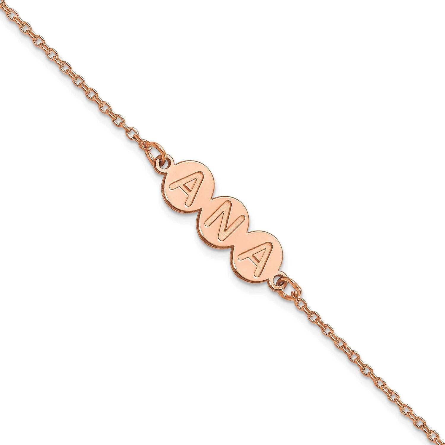 3 Letter Bubble Bracelet 7.5 Inch 14k Rose Gold XNA1314R