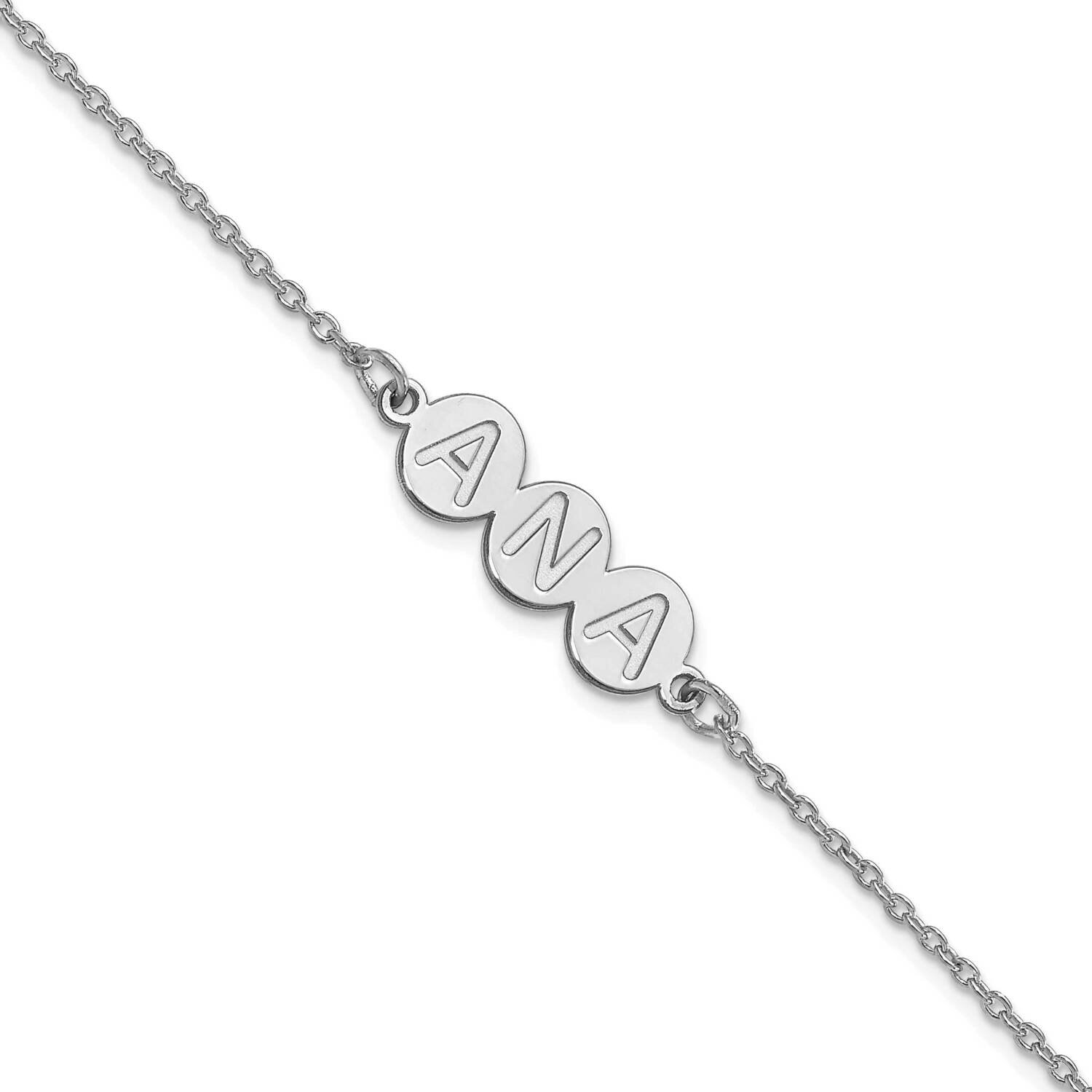 3 Letter Bubble Bracelet Sterling Silver Rhodium-plated XNA1314SS