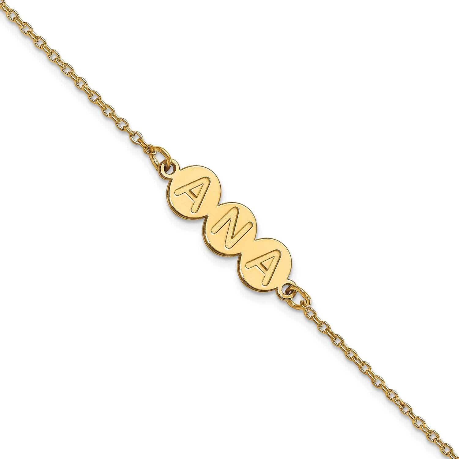 3 Letter Bubble Bracelet 7.5 Inch 14k Gold XNA1314Y
