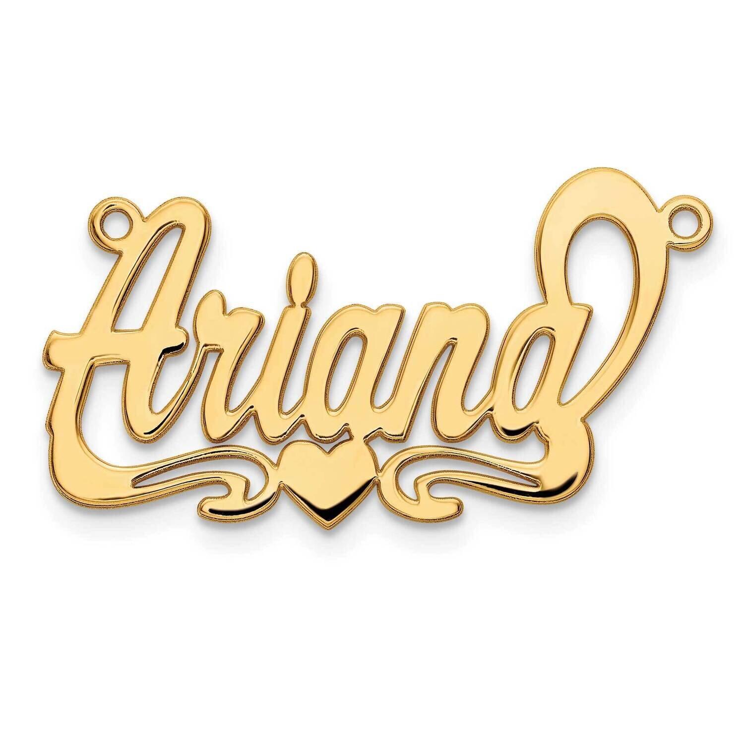 Polished Heart Name Plate Sterling Silver Gold-plated XNA134GP