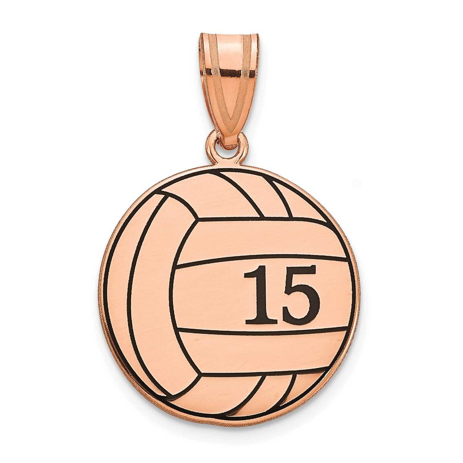 Personalized Volleyball with Epoxy Pendant Sterling Silver Rose-plated XNA1363RP, MPN: XNA1363RP,