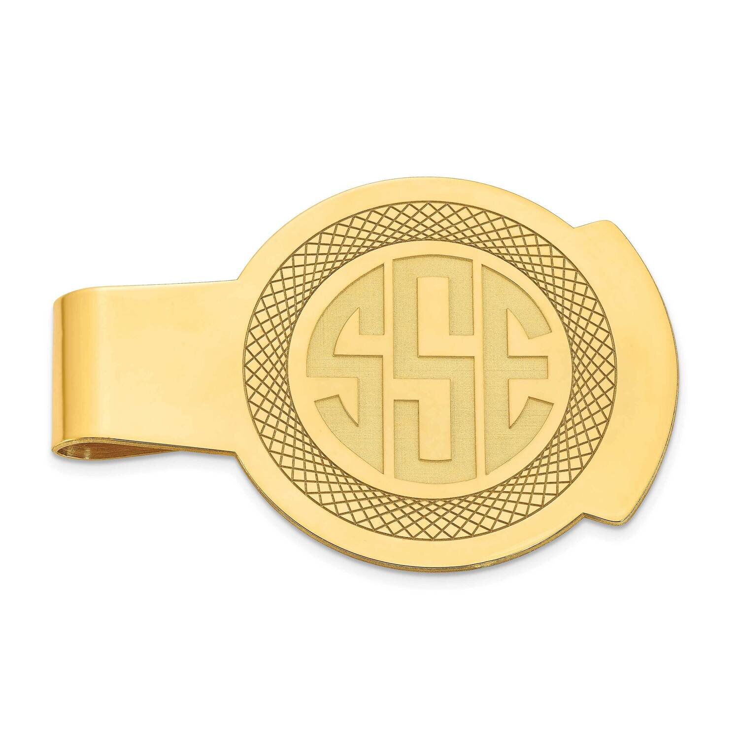 Recessed Letters Round Monogram Money Clip Sterling Silver Gold-plated XNA1367GP, MPN: XNA1367GP, 1…