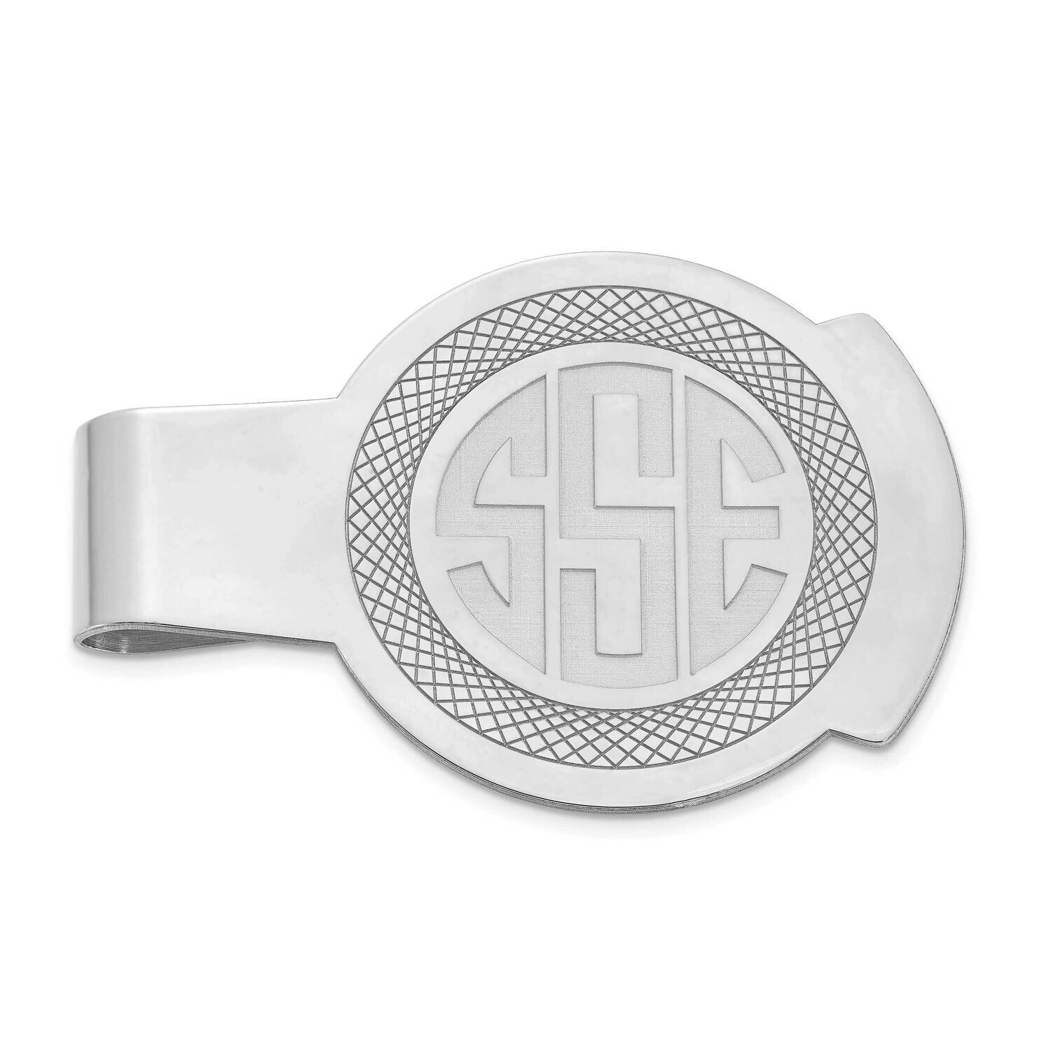 Recessed Letters Round Monogram Money Clip 14k White Gold XNA1367W, MPN: XNA1367W,