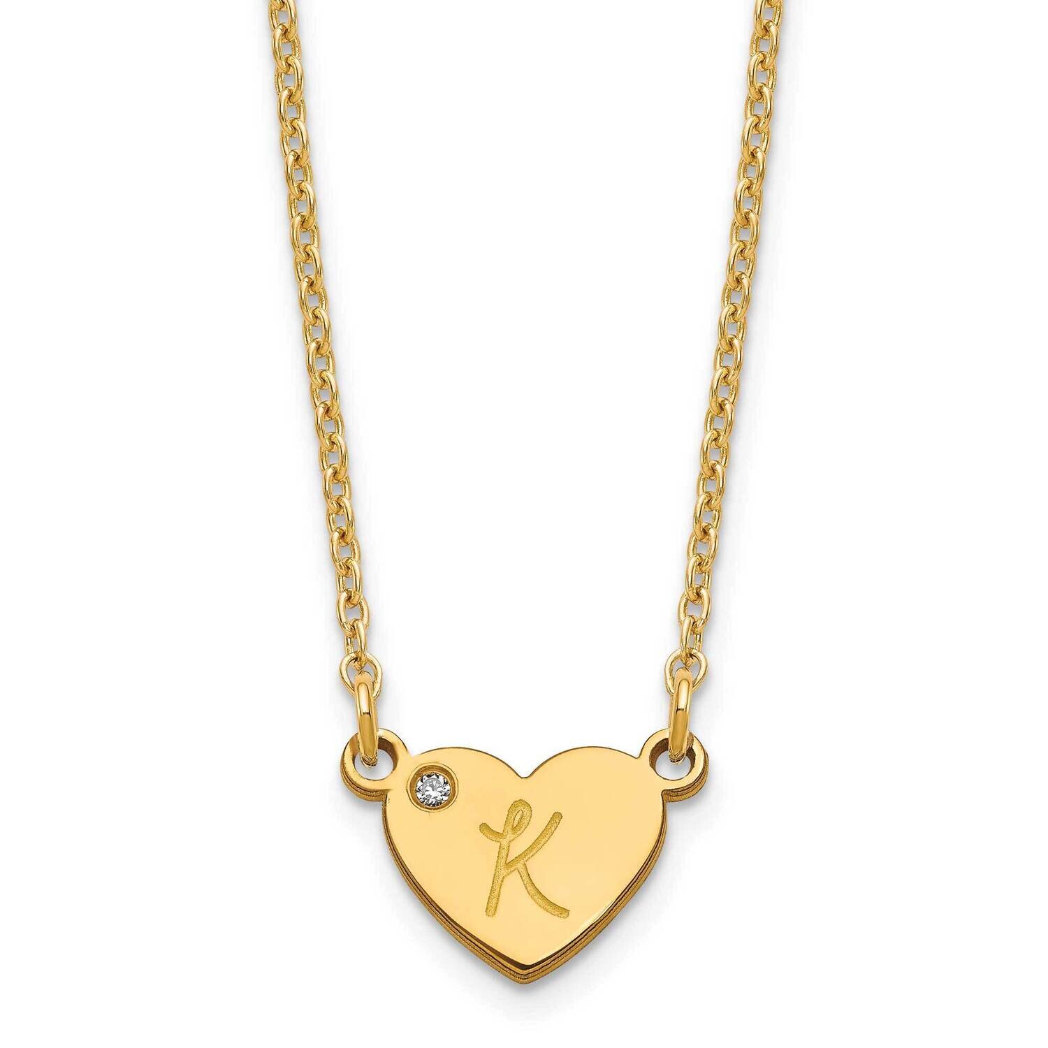 Initial Heart with Diamond Necklace Sterling Silver Gold-plated XNA1376GP, MPN: XNA1376GP,