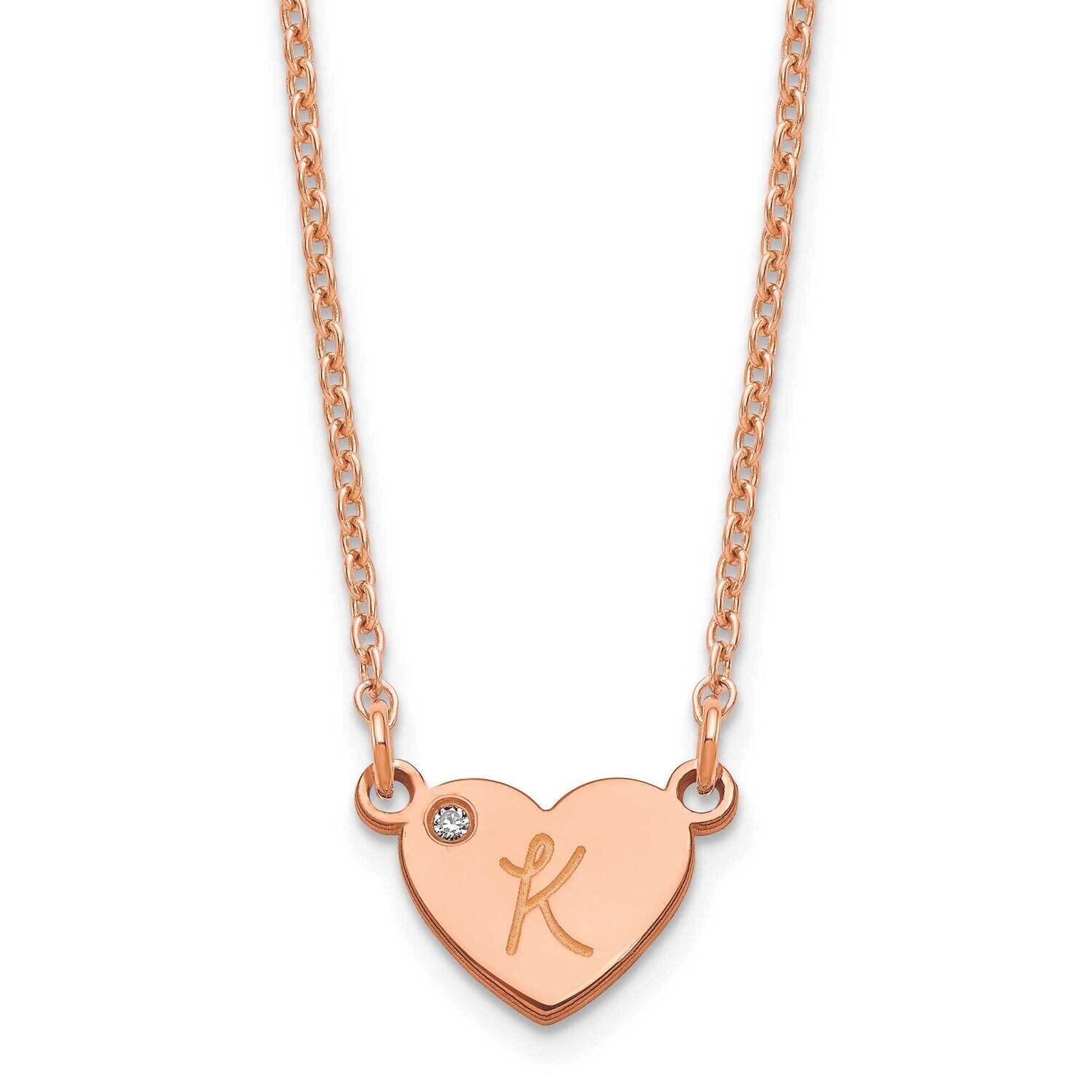 Initial Heart with Diamond Necklace Sterling Silver Rose-plated XNA1376RP, MPN: XNA1376RP,