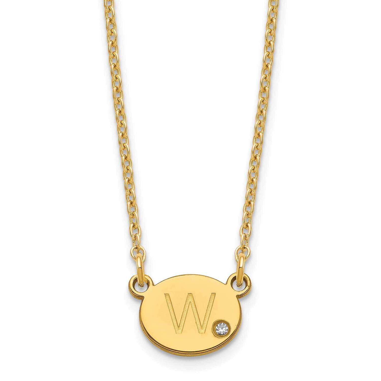 Oval with Diamond Necklace Sterling Silver Gold-plated XNA1377GP, MPN: XNA1377GP,