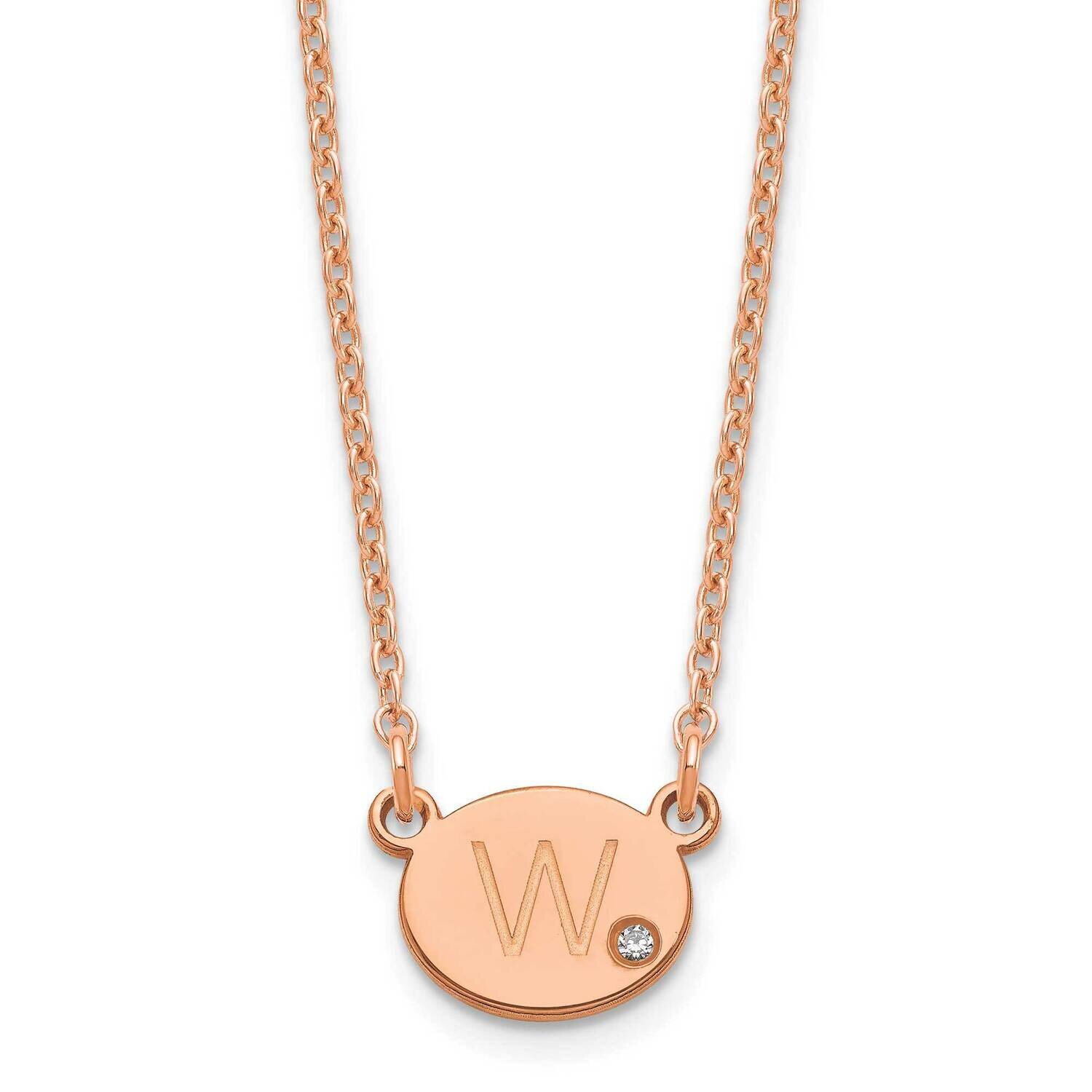 Oval with Diamond Necklace Sterling Silver Rose-plated XNA1377RP, MPN: XNA1377RP,
