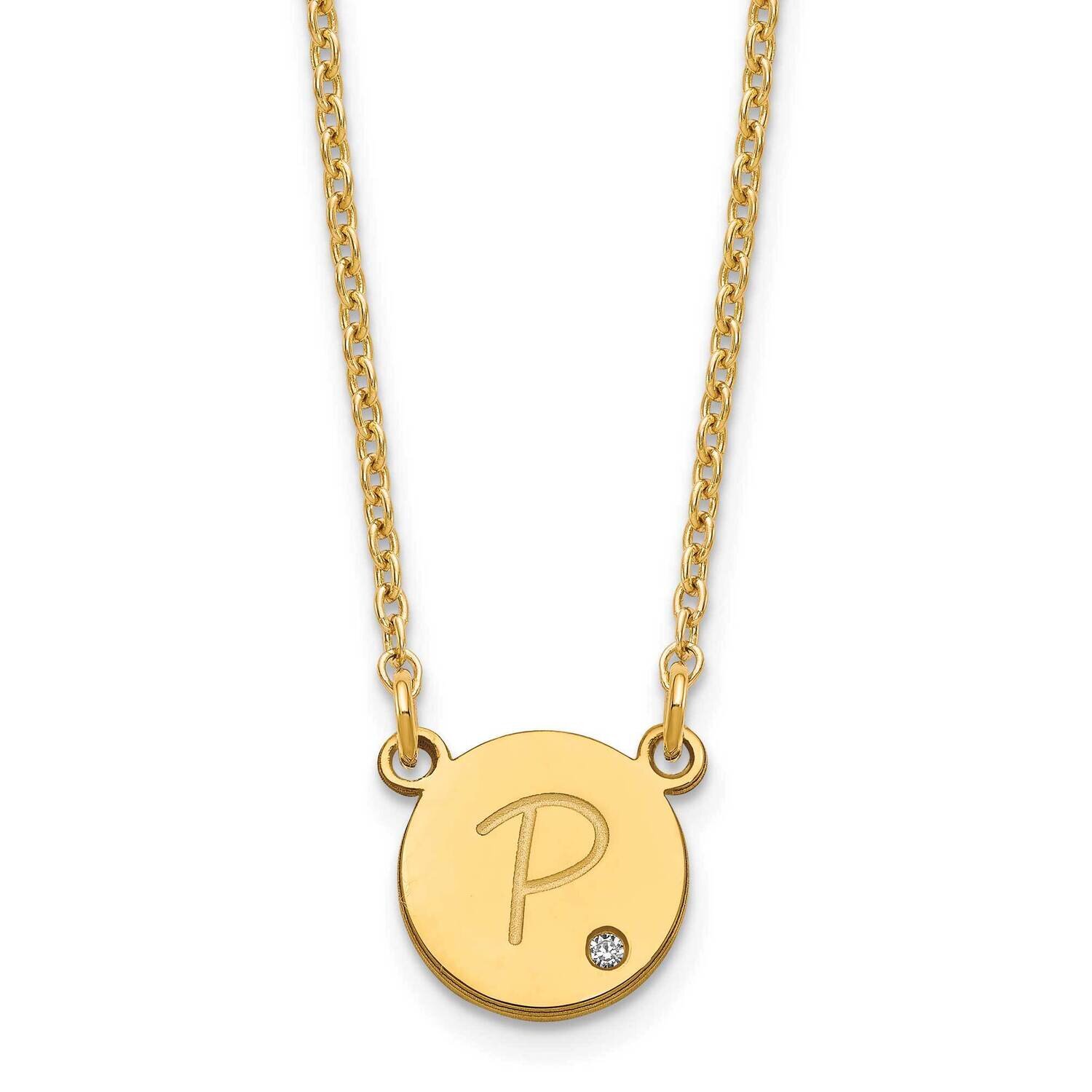 Initial Circle with Diamond Necklace Sterling Silver Gold-plated XNA1380GP, MPN: XNA1380GP,