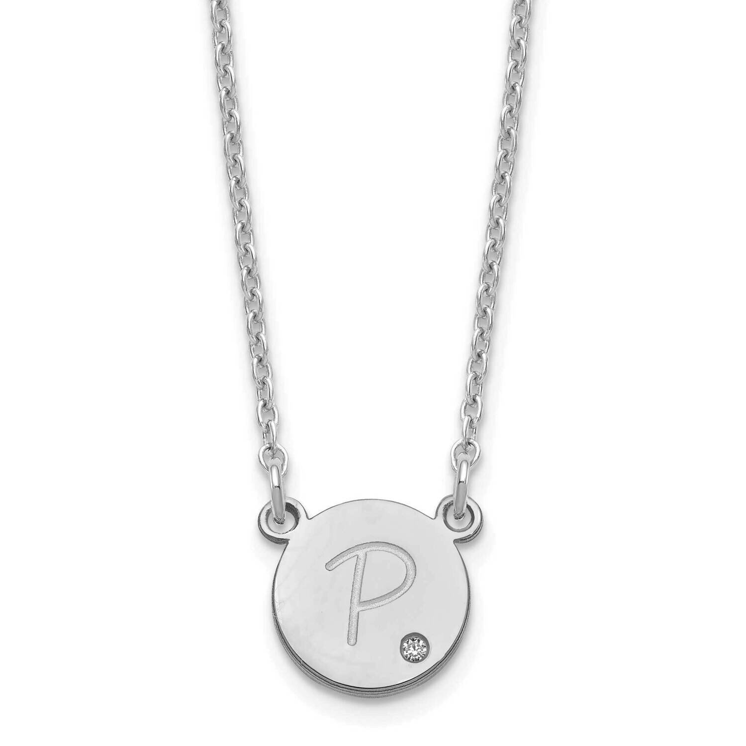 Initial Circle with Diamond Necklace Sterling Silver Rhodium-plated XNA1380SS