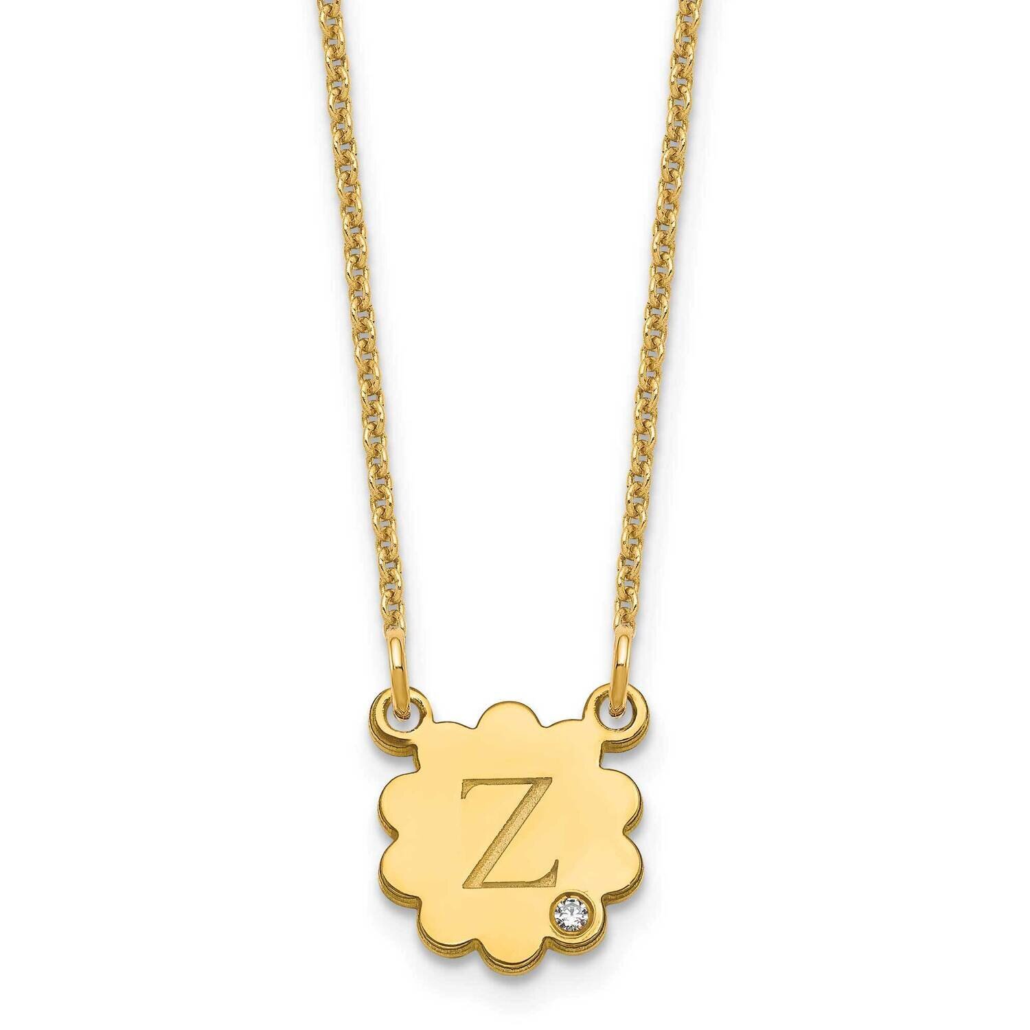 Initial Flower with Diamond Necklace 14k Gold XNA1381Y, MPN: XNA1381Y,