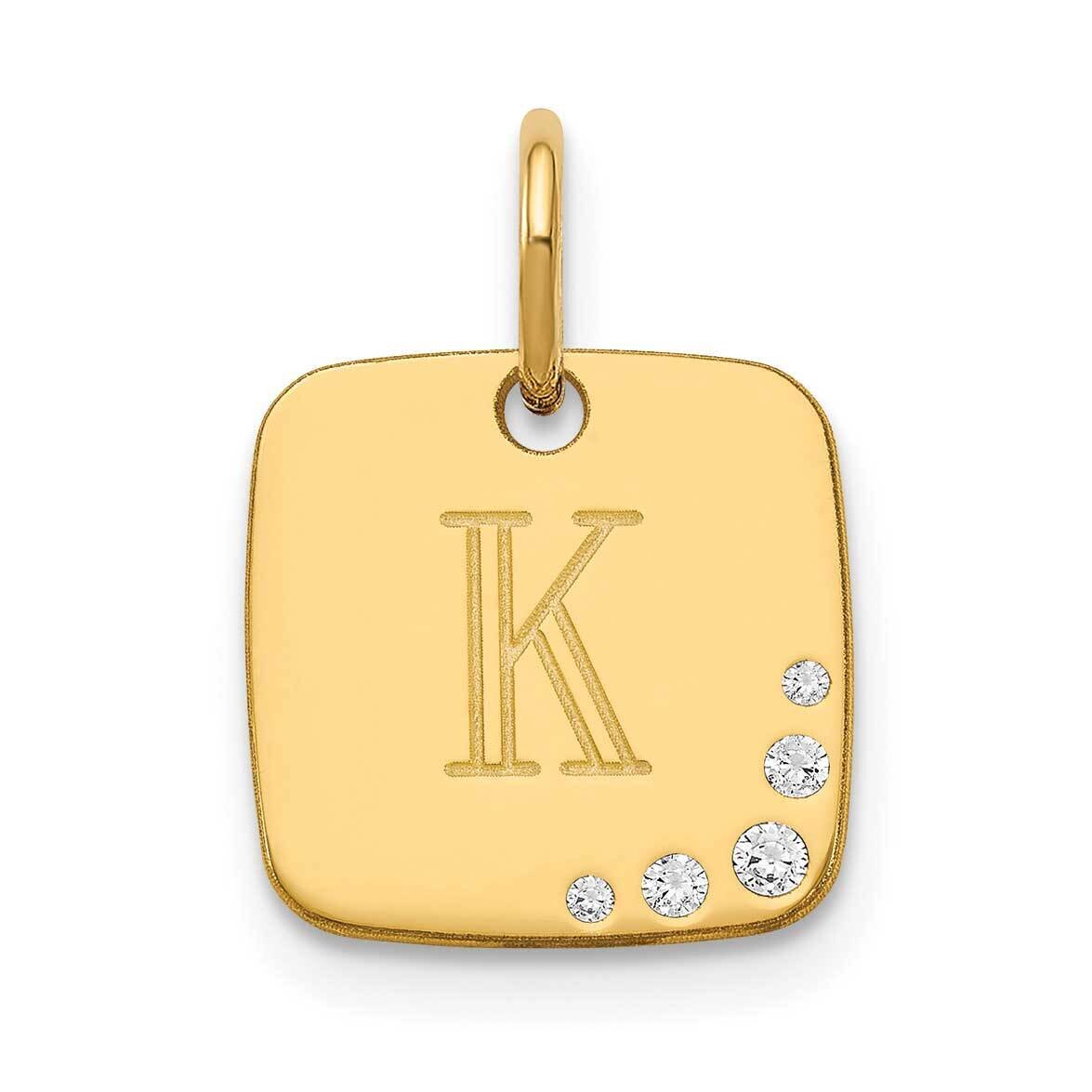 Cushion Initial with Diamonds Charm 14k Gold XNA1384Y