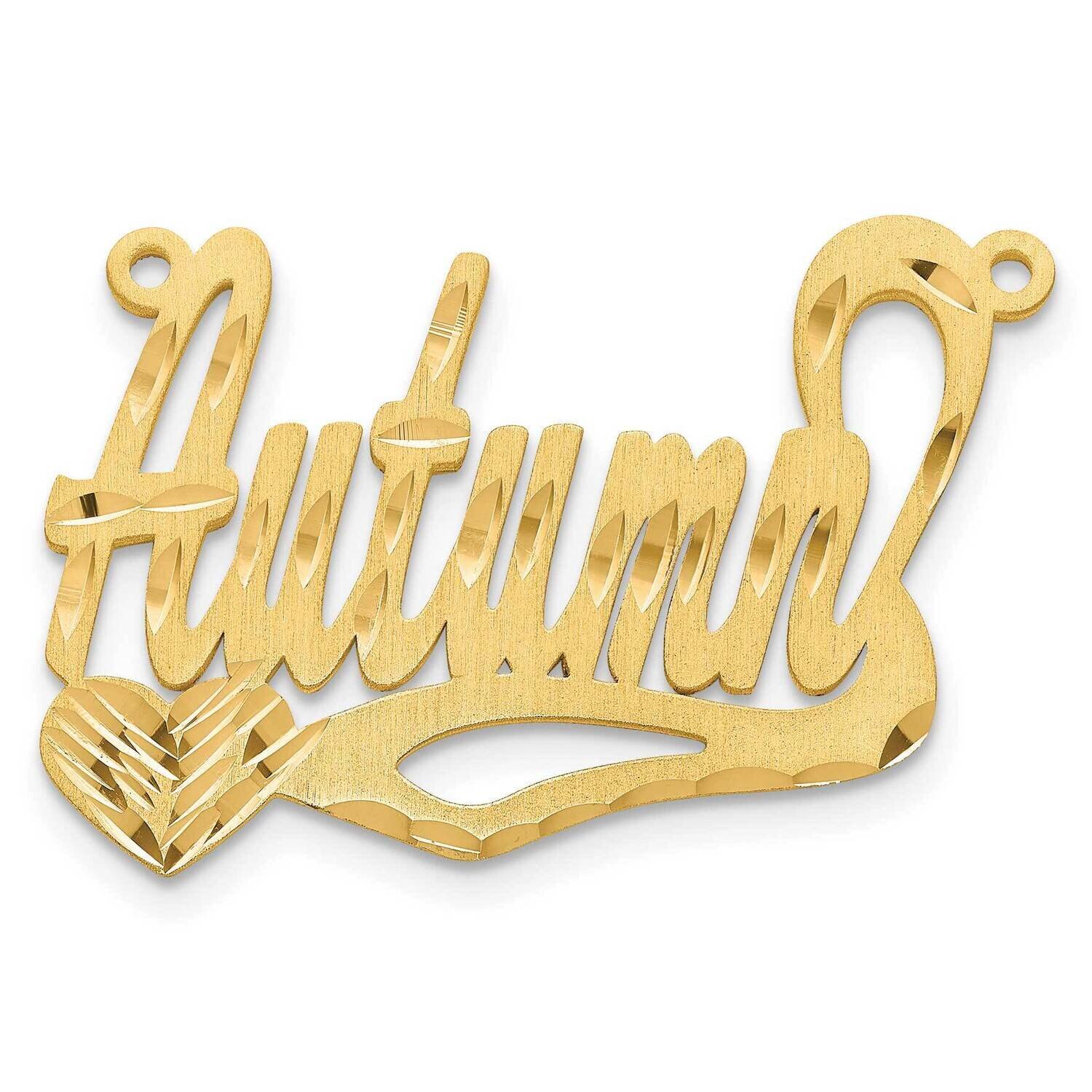 Gold Plated Satin Diamond-Cut Heart Name Plate Sterling Silver XNA176GP