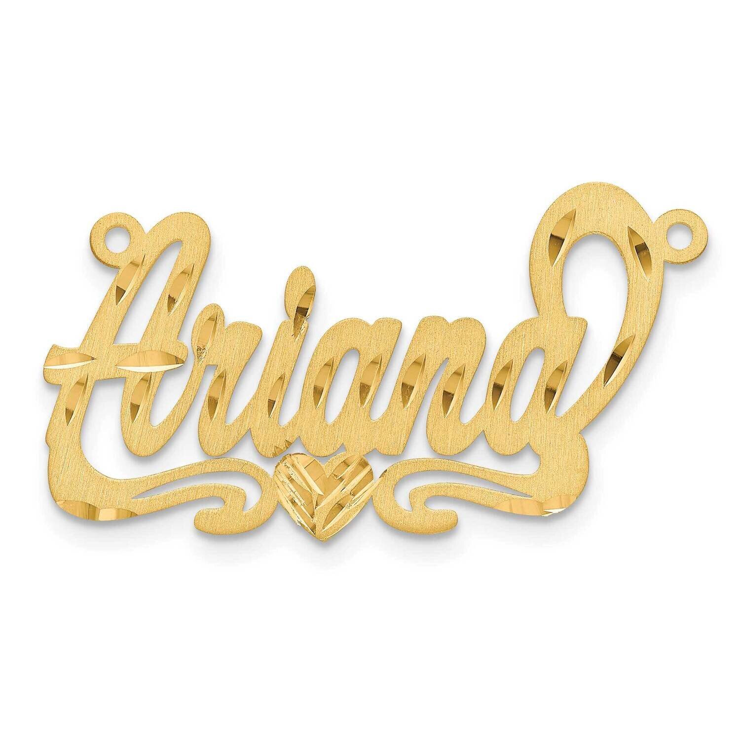Satin Diamond-Cut Heart Name Plate Sterling Silver Gold-plated XNA178GP