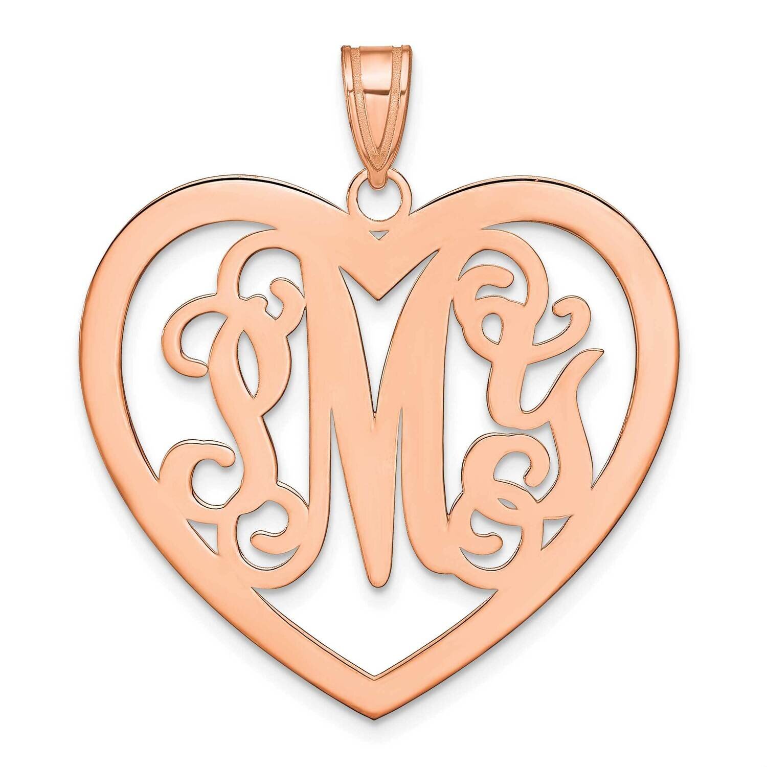 Large Monogram Heart Pendant Sterling Silver Rose-plated XNA497RP