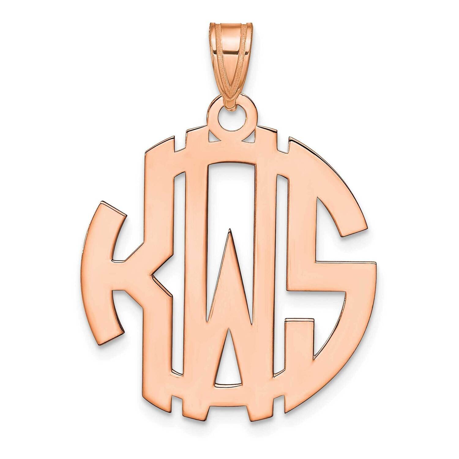 Polished Circle Monogram Pendant Sterling Silver Rose-plated XNA501RP, MPN: XNA501RP,