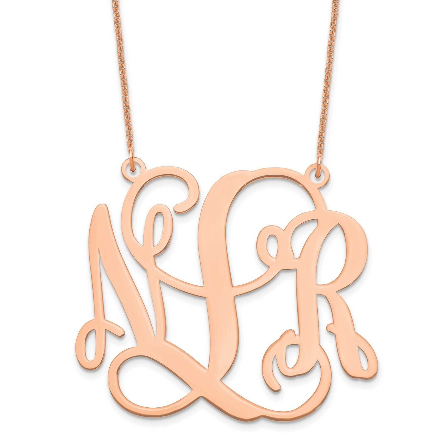 Polished Cut Out Monogram Necklace 14k Rose Gold Large XNA502R