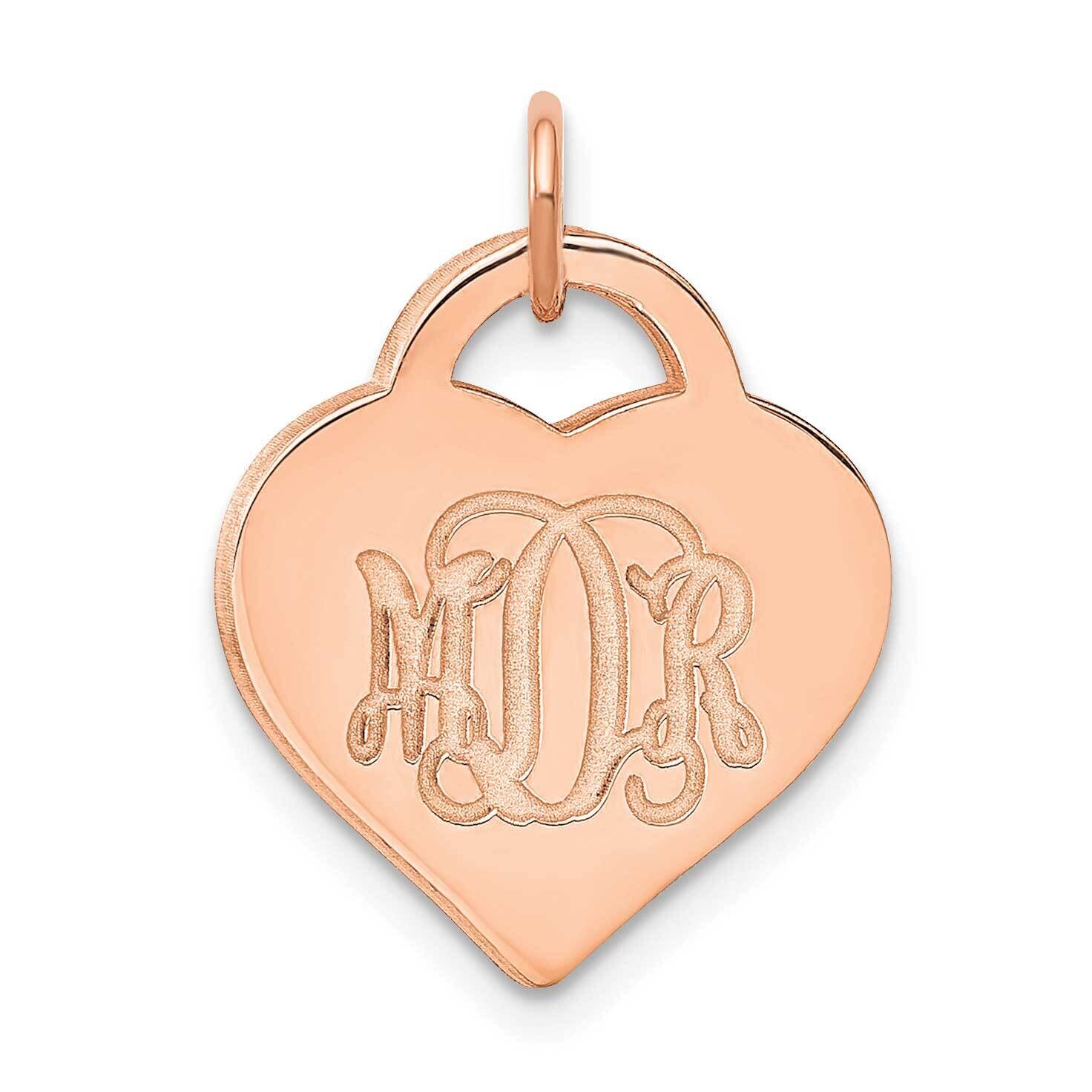 Polished Monogram Heart Charm Sterling Silver Rose-plated XNA511RP