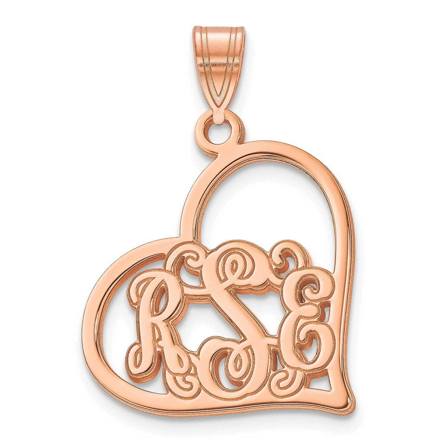 Etched Monogram Heart Pendant Sterling Silver Rose-plated XNA520RP, MPN: XNA520RP,